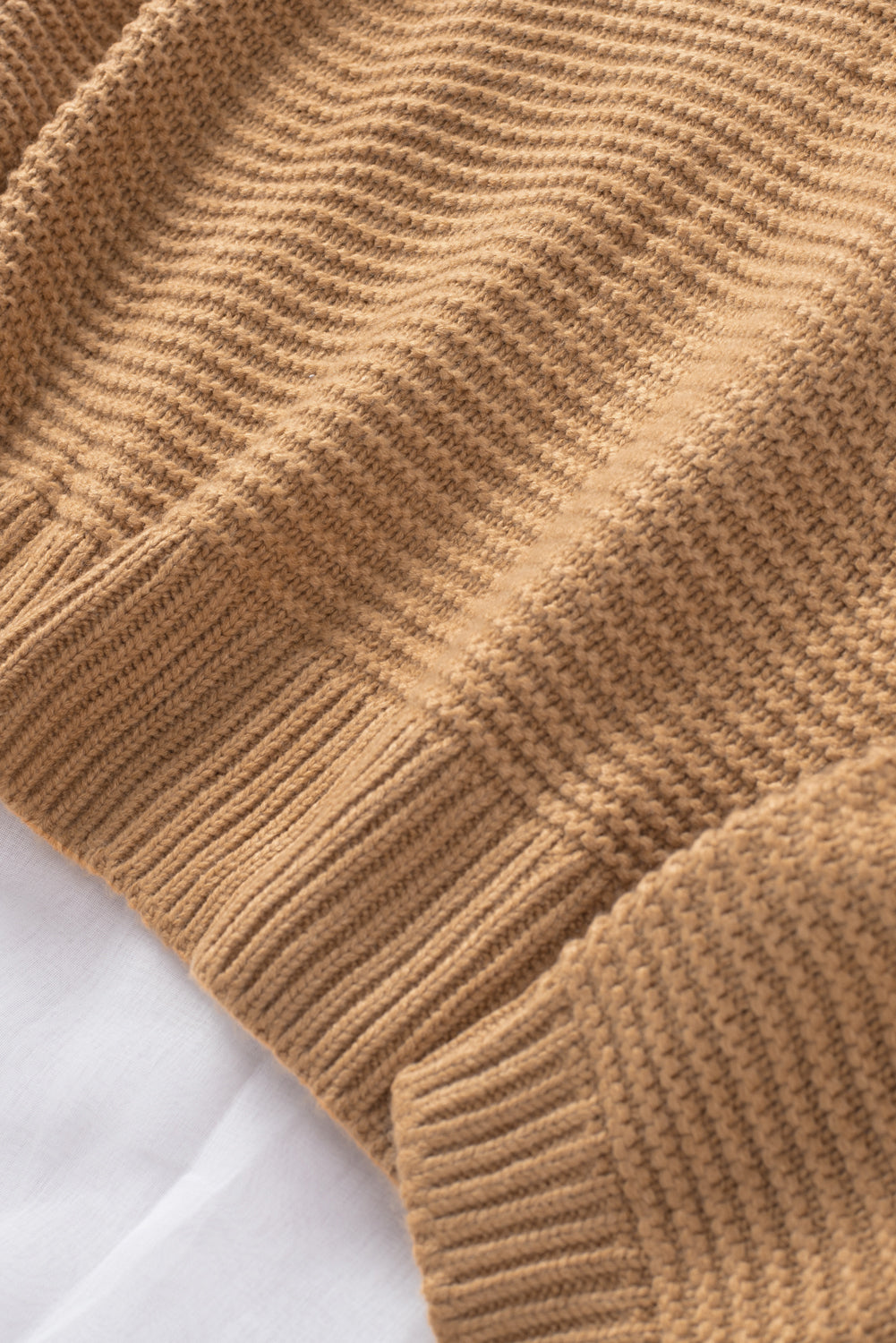 Khaki Warm and Cozy Turtleneck Sweater with Long Sleeves