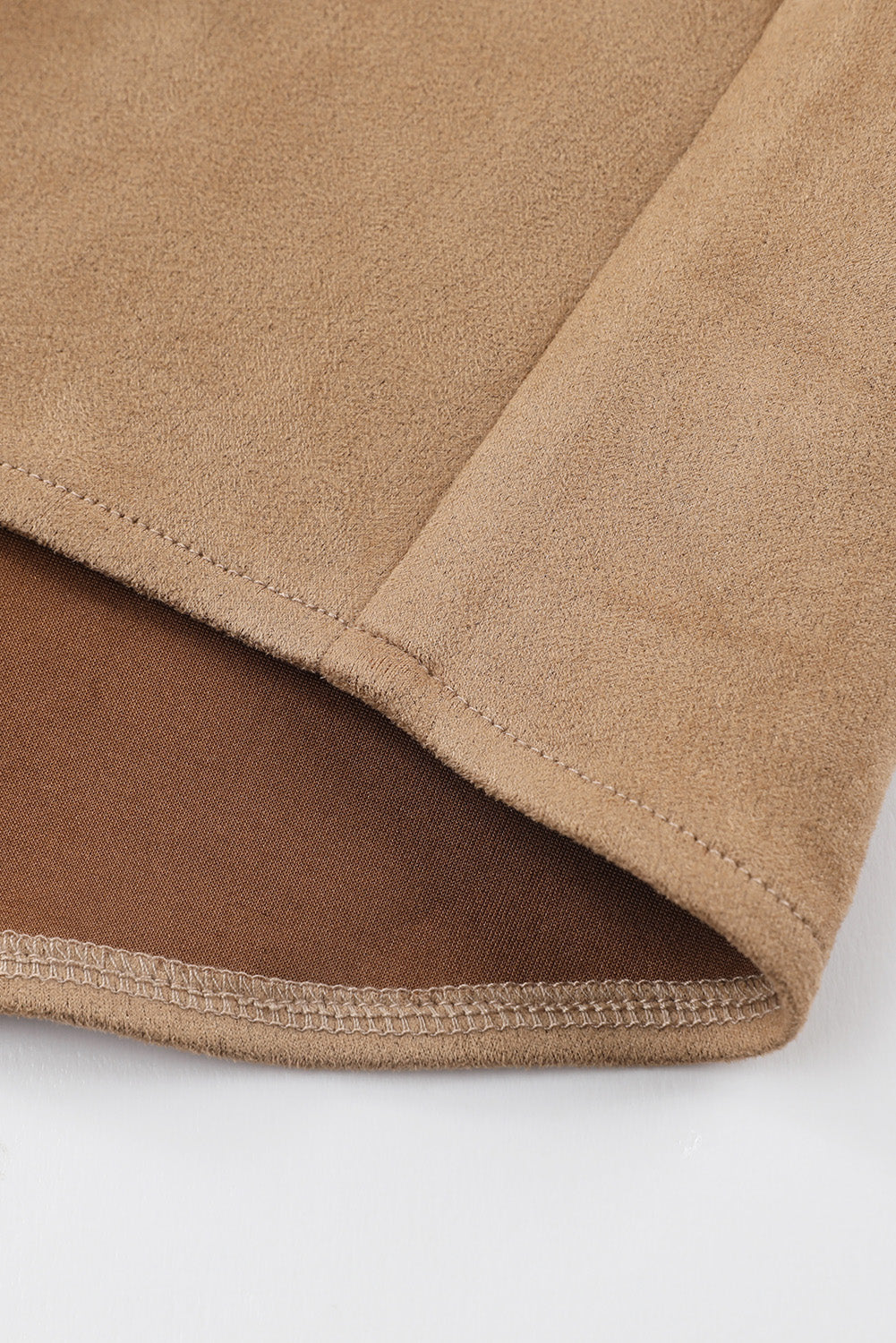 Khaki Suede Shacket with Fringe Detail for Plus Size Women