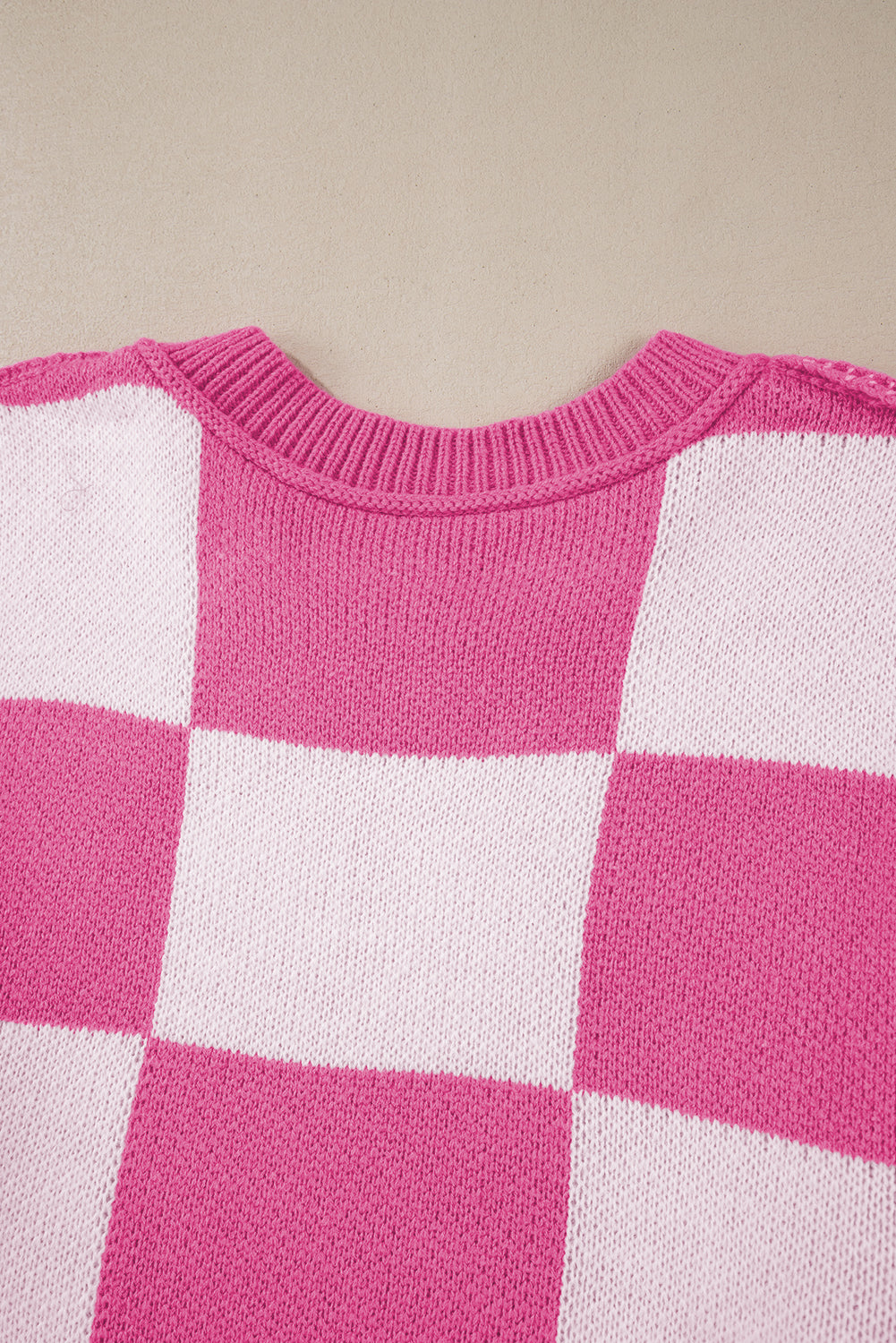 Rose Checkered Bishop Sleeve Sweater