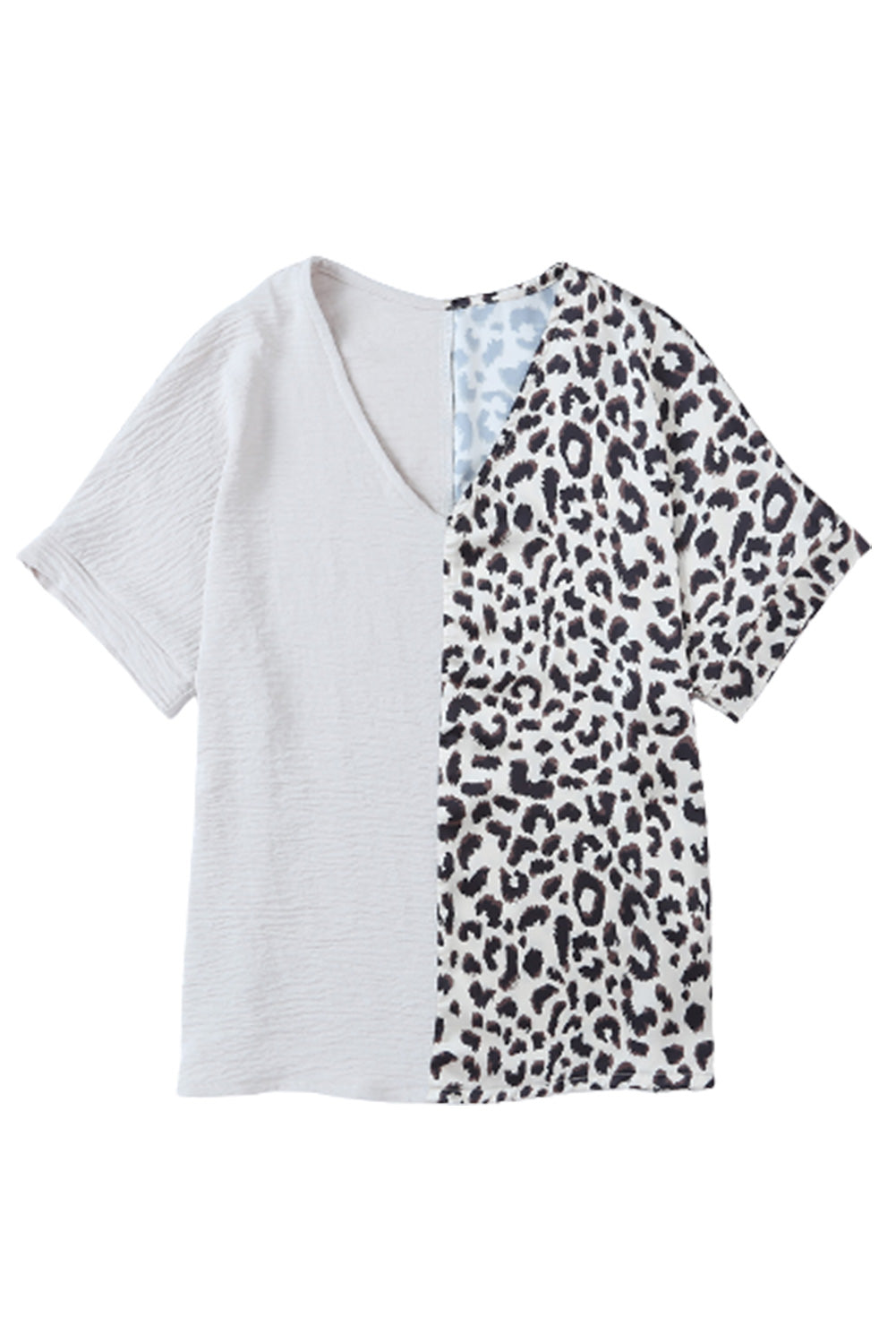 Leopard Stitching Button Long Sleeve Blouse