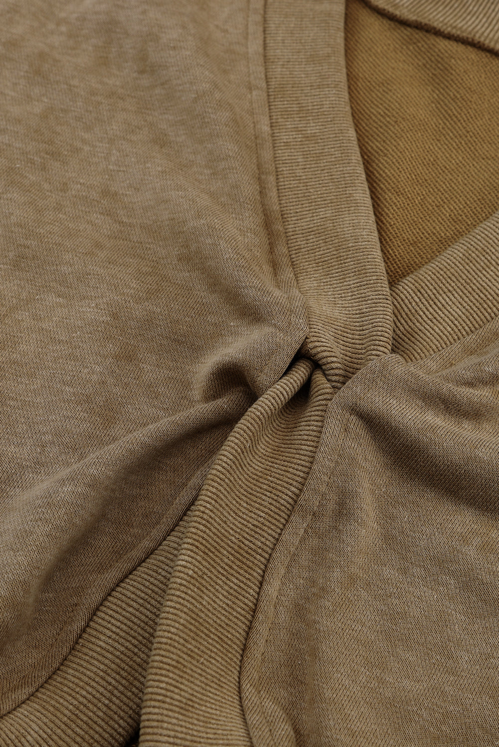 Khaki Twist Back Exposed Seam Oversized Pullover Sweatshirt