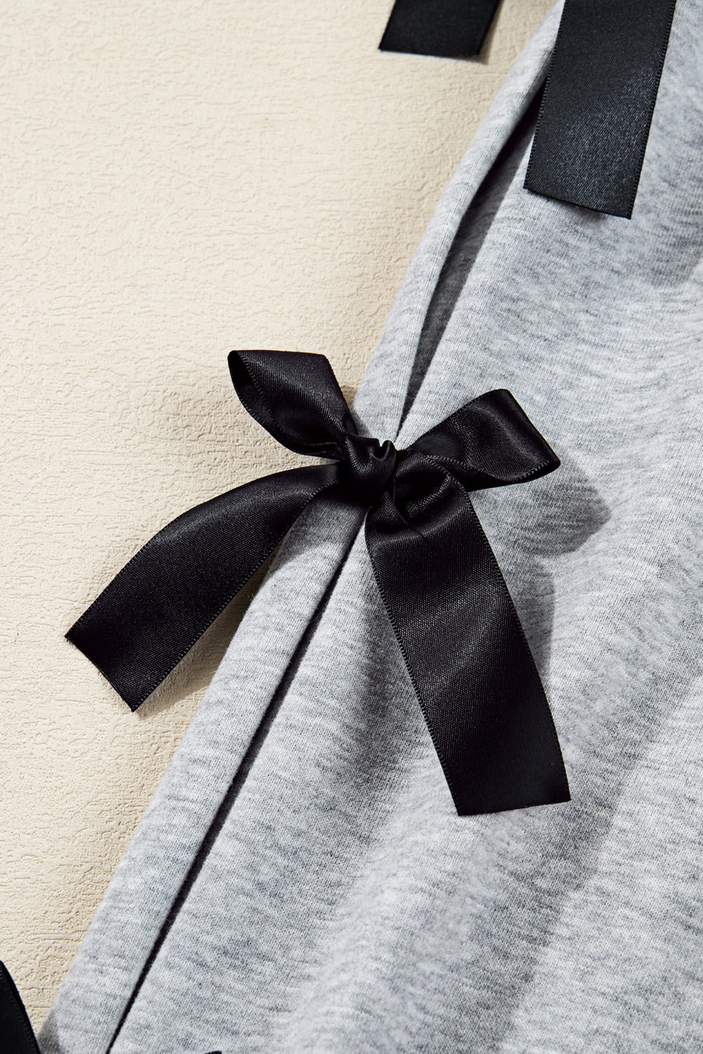 Merry Christmas Letter Graphic Ribbon Bow Split Sleeve Baggy Sweatshirt