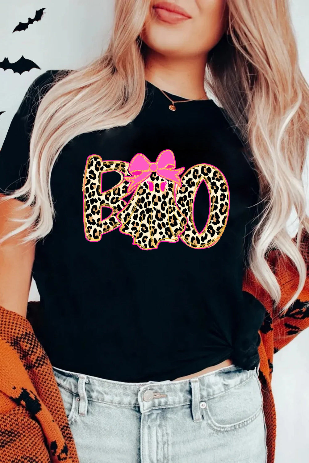 black graphic tee
