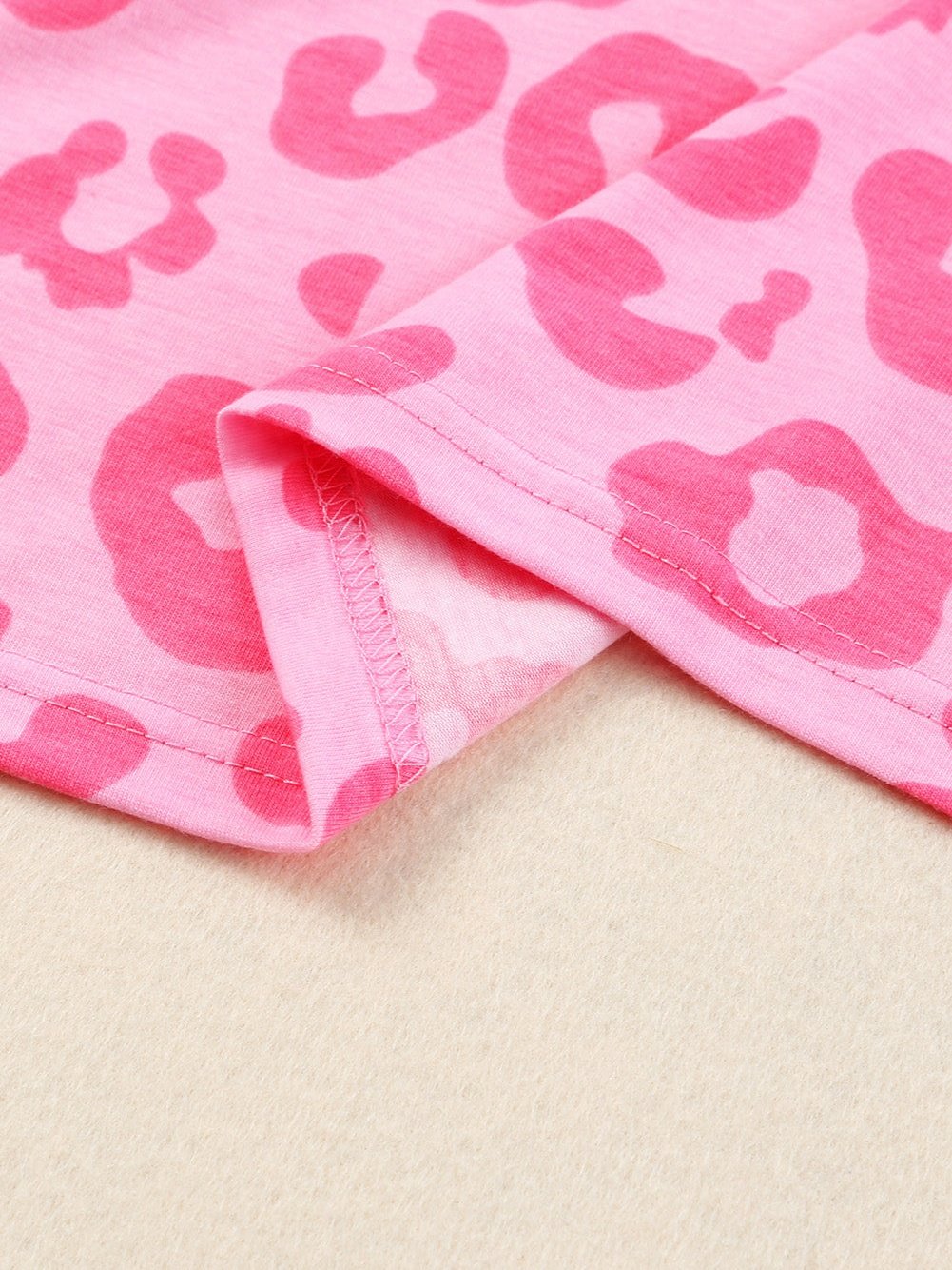 Leopard Print V-Neck Split Long Sleeve Dress