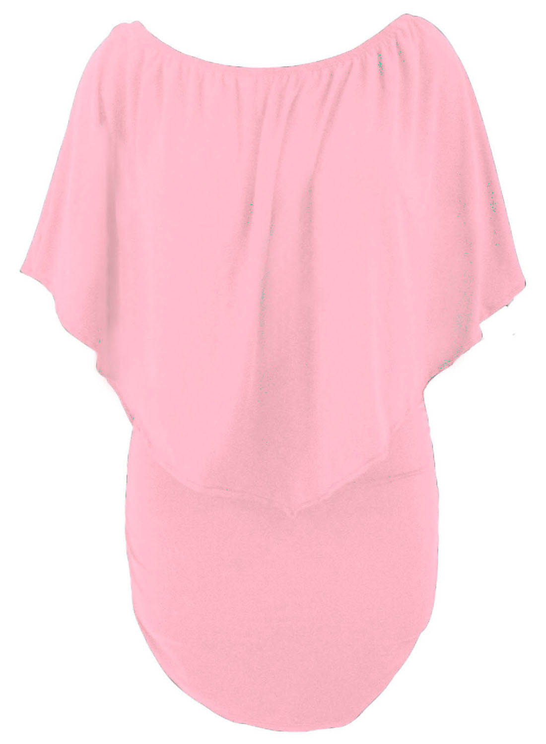 Layered Pink Plus Size Poncho Dress with Multiple Dressing Styles