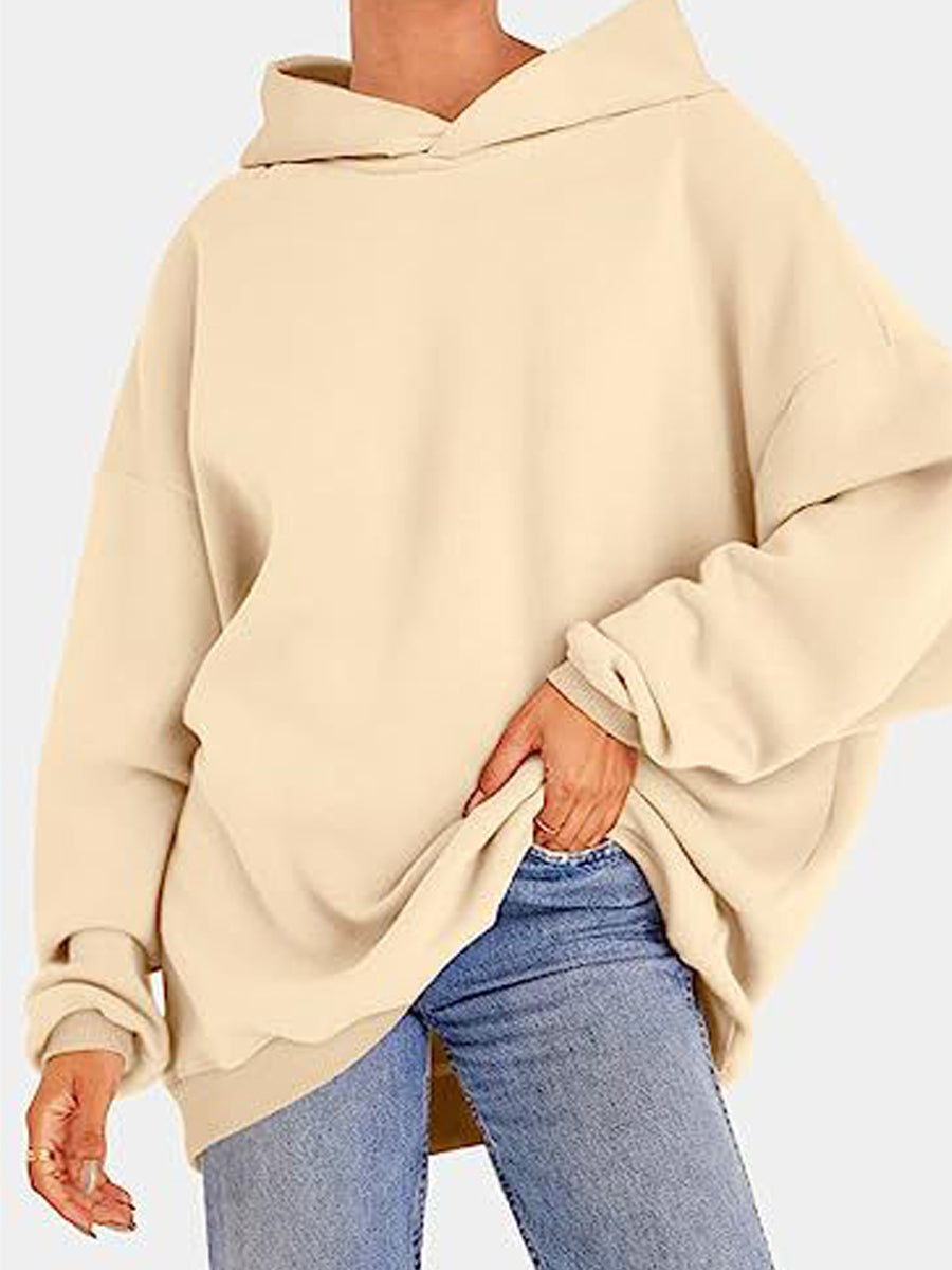Hoodies - Oversized Fleece Pullover Casual Fashion Outfits Hoodie - MsDressly