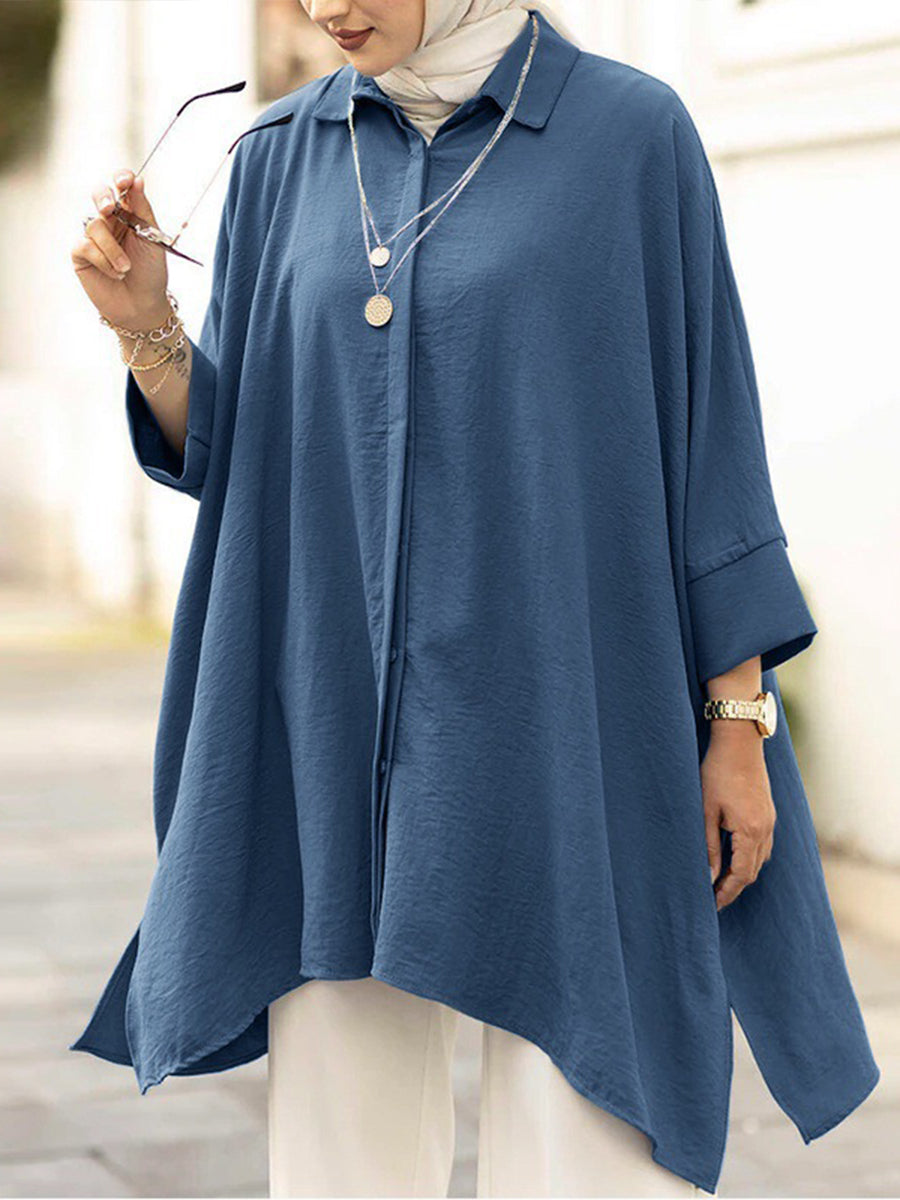 Blouses - Solid Color Fashionable Casual Loose Blouse - MsDressly