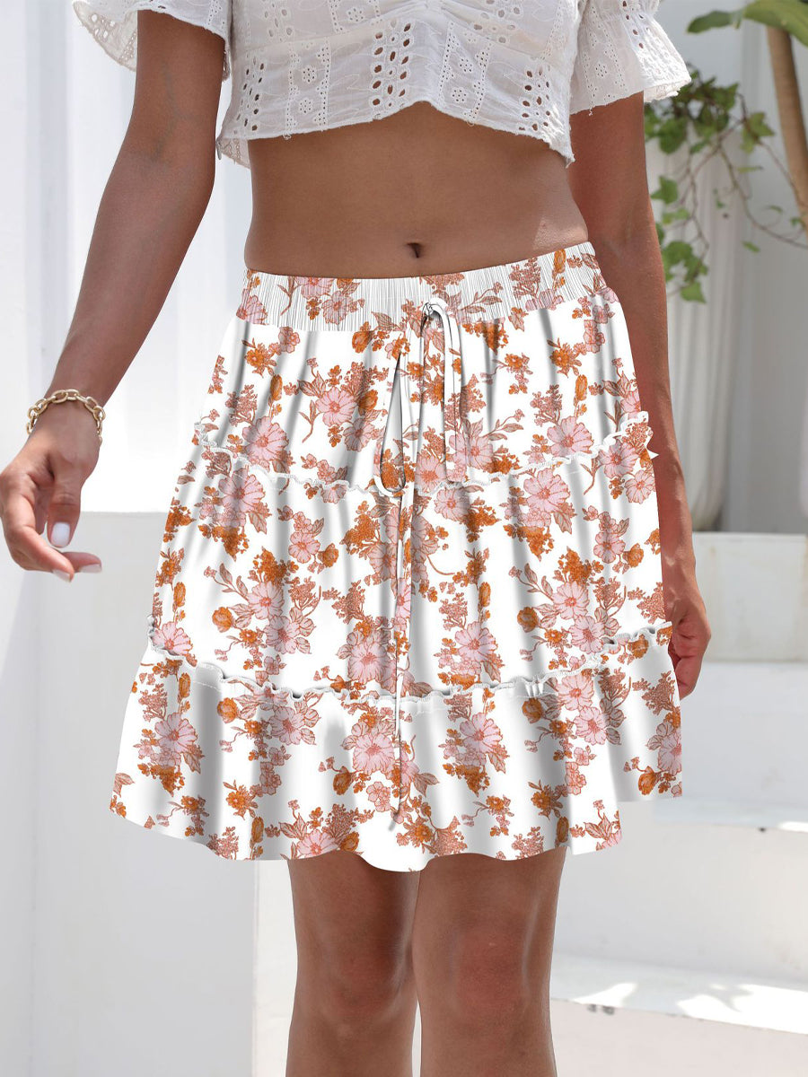 Mini Dresses - Floral Tiered Ruffle Cute Flowy Chiffon Mini Dress - MsDressly