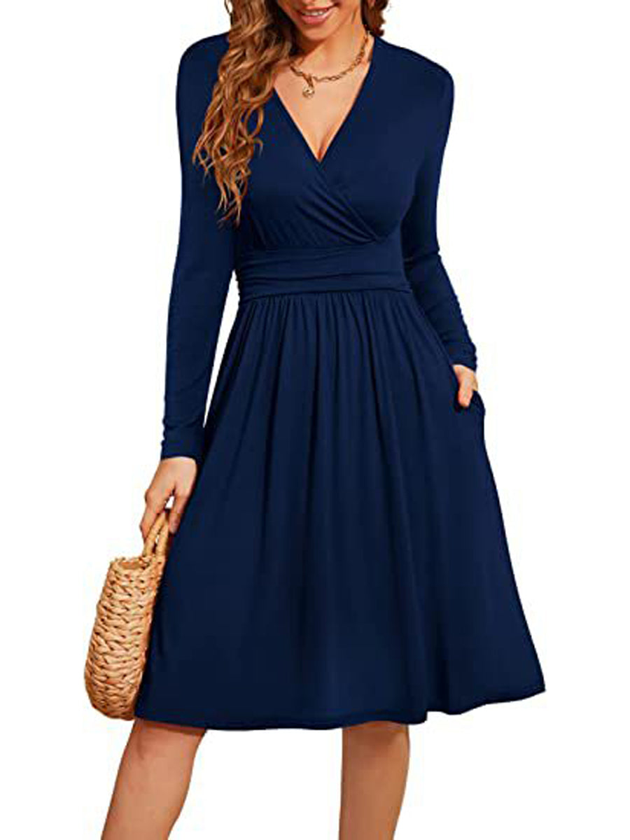 Midi Dresses - Short Sleeve Casual V-Neck Floral Party Midi Dress - MsDressly