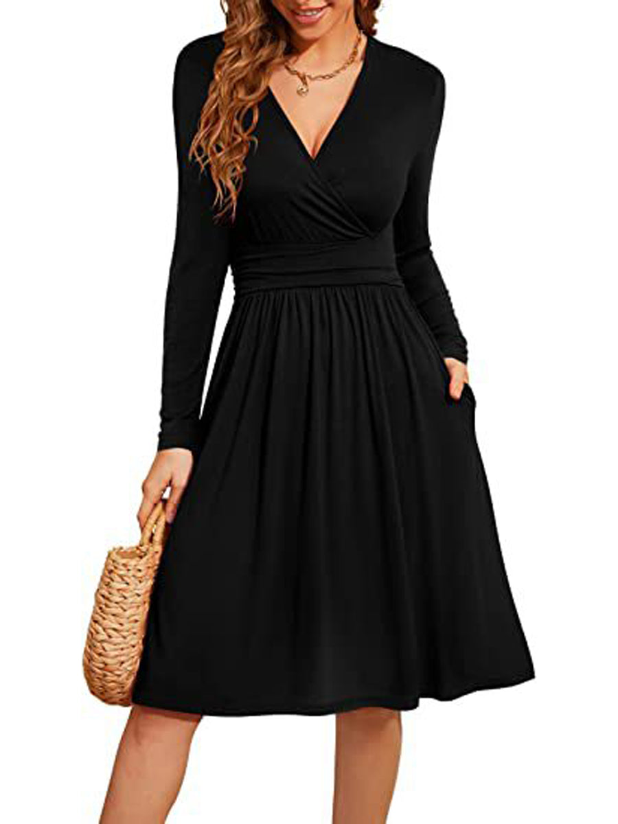 Midi Dresses - Short Sleeve Casual V-Neck Floral Party Midi Dress - MsDressly