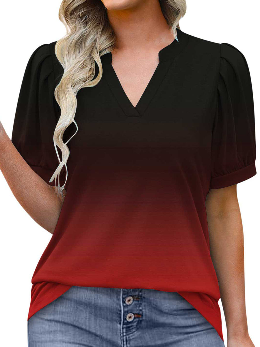 Blouses - Casual Petal Short Sleeve Tunic Loose Comfy Blouse - MsDressly