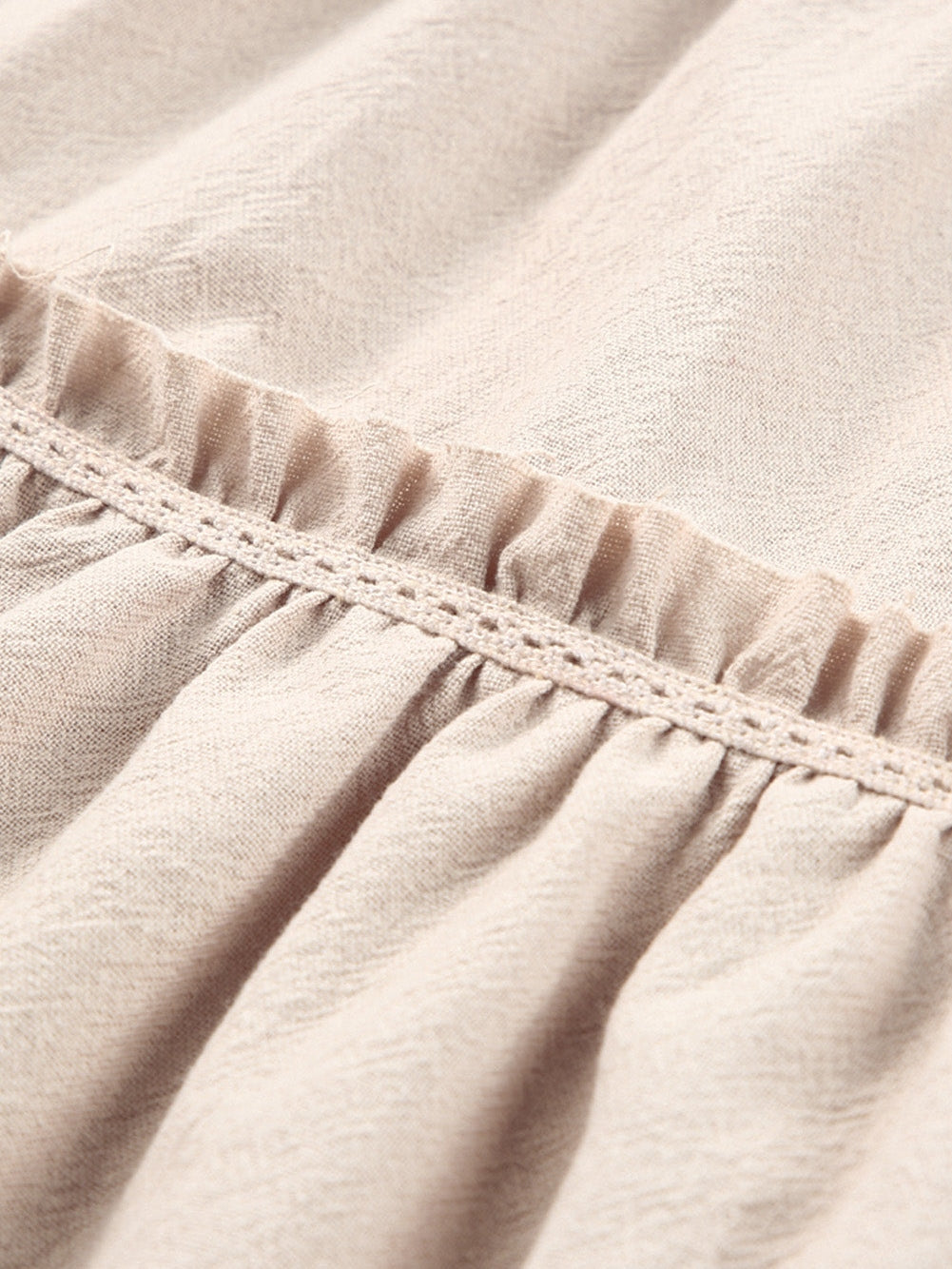 Khaki V-Neck Ruffle Tier Tank Top