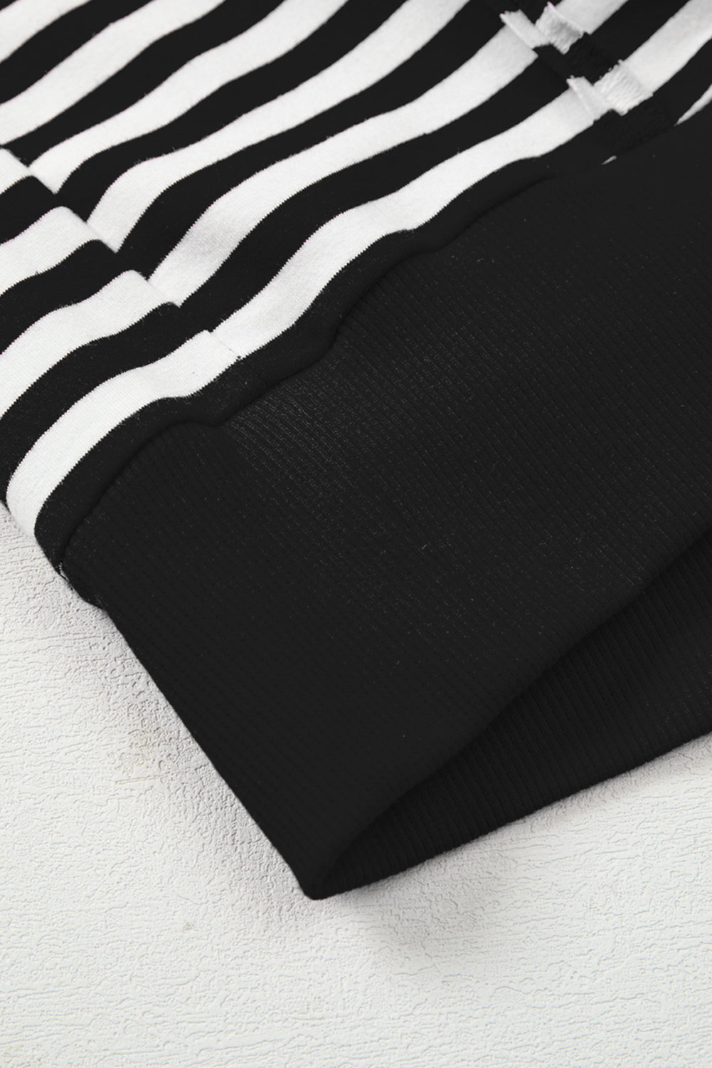 Black Stripe Exposed Seam Drop Shoulder Casual Pullover Top