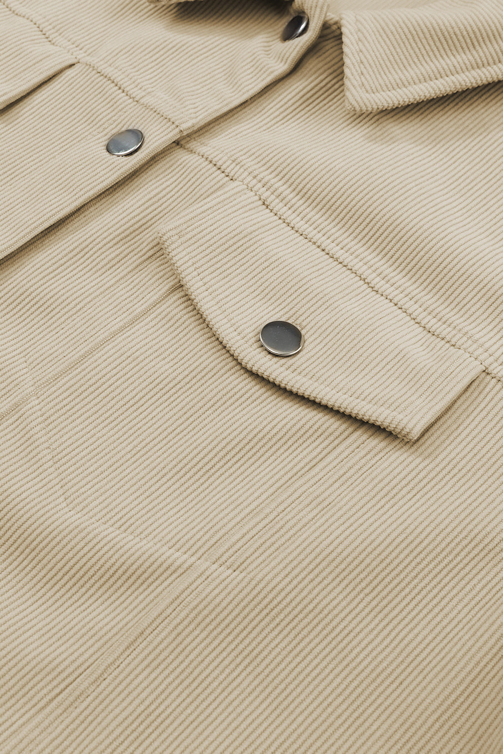 Khaki Oversized Crochet Detail Corduroy Shacket