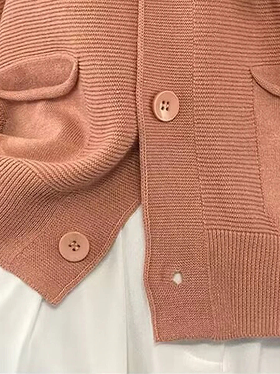 Women's Cardigan Sweater Jacket V Neck Ribbed Knit Acrylic Button Knitted Fall Winter Regular Outdoor Valentine's Day Daily Fashion Streetwear Casual Long Sleeve Solid Color Black Pink Red S M L