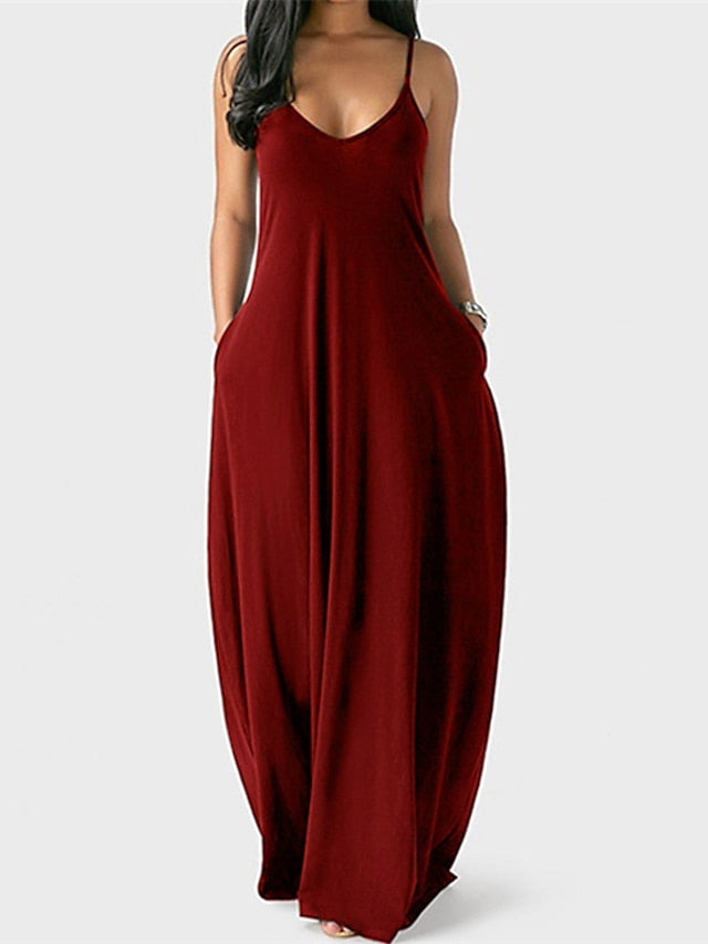 Women's Dress - Pajamas Nightgown Nighty Pjs Pure Color Comfort Home Daily Polyester Straps Sleeveless Backless Pocket Spring Summer Green Purple / V Wire