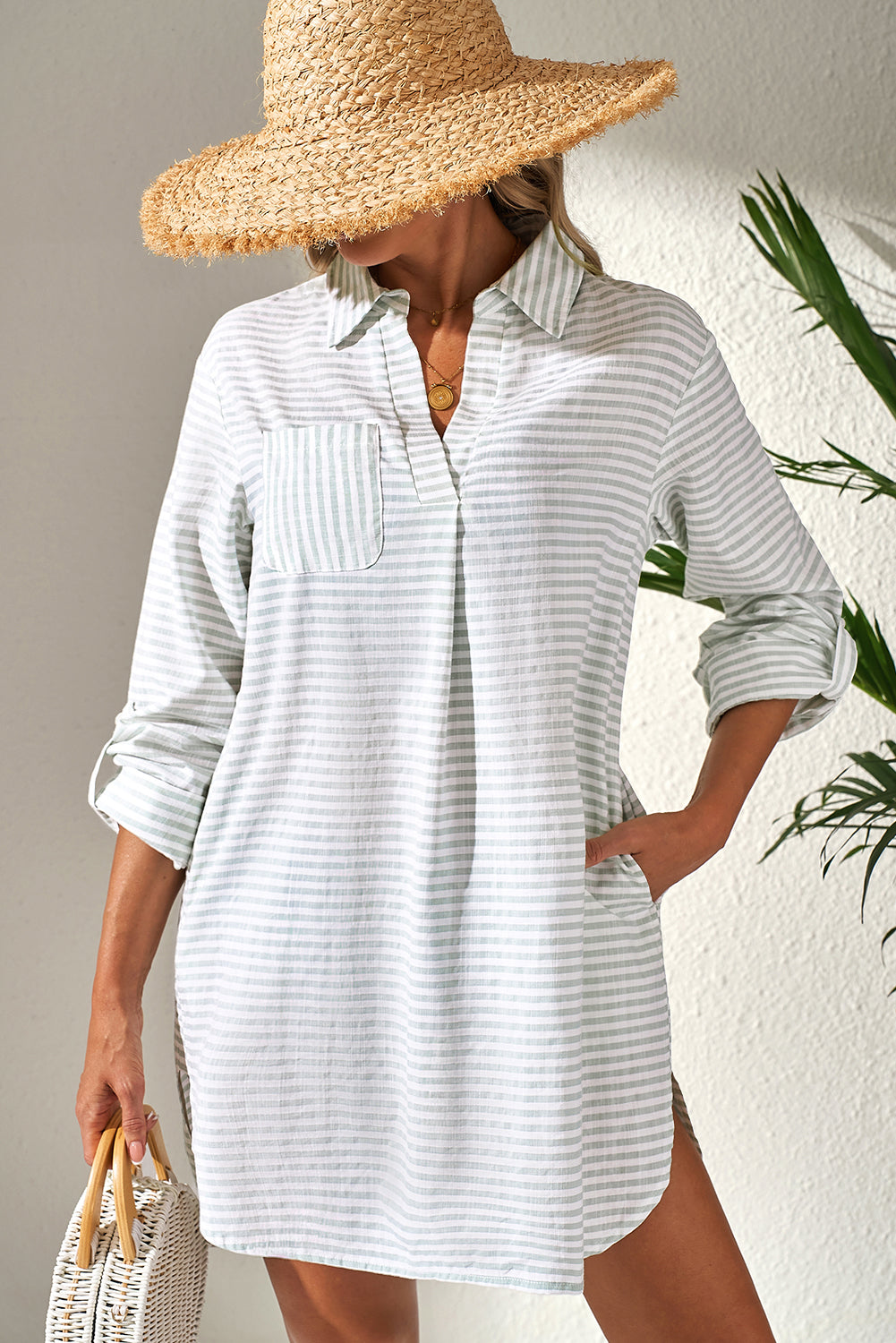 stripe beach cover up
