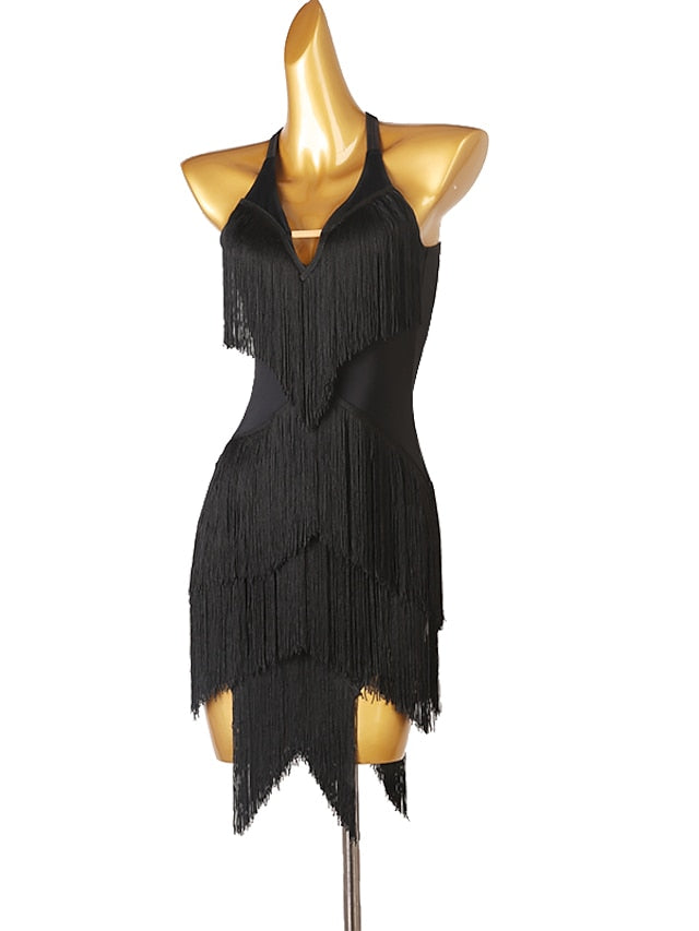 Latin Dance Dress Tassel Split Joint Women's Performance Training Sleeveless Chinlon - LuckyFash™