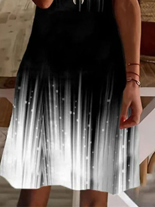 Women's Dress - Casual Dress Slip Dress Mini Dress Black And White Black Wine Sleeveless Color Gradient Cold Shoulder Summer Spring V Neck Stylish 2023 S M L XL XXL 3XL 4XL 5XL