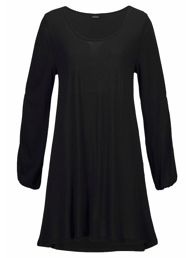 Women's Dress - White Dress Sundress Mini Dress Black White Pink Long Sleeve Pure Color Summer Spring Crew Neck Hot Winter Dress Fall Dress 2023 S M L XL XXL