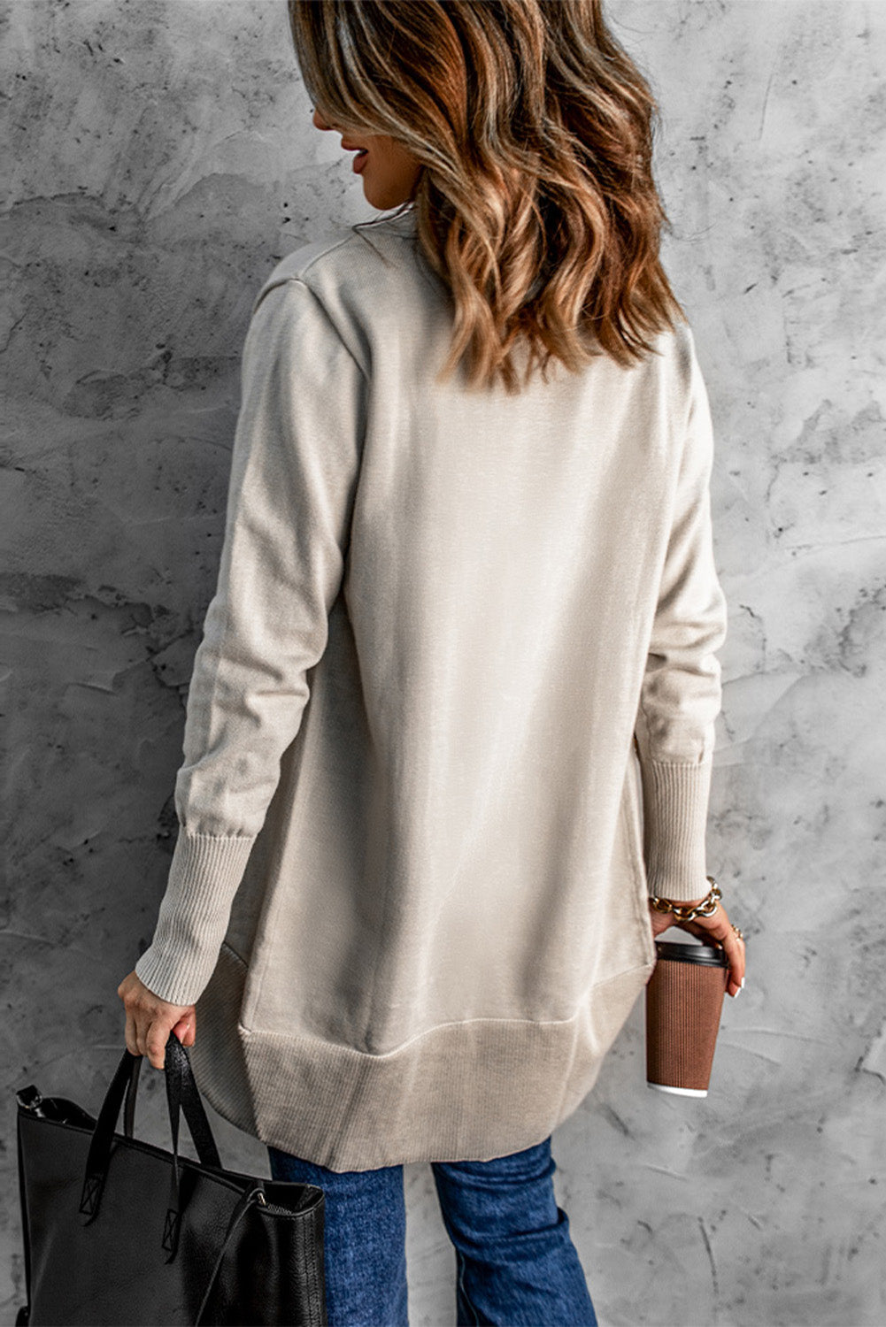 Khaki Cozy Open Front Longline Cardigan