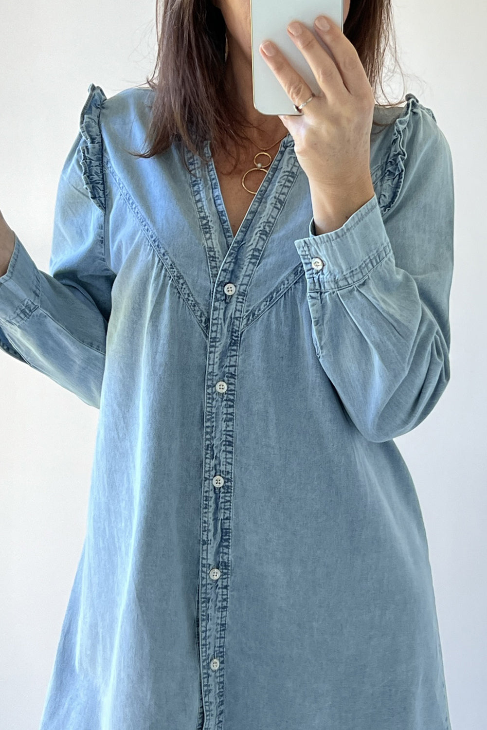 denim button up dress