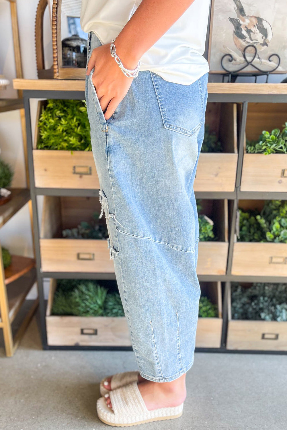 flower patched jeans