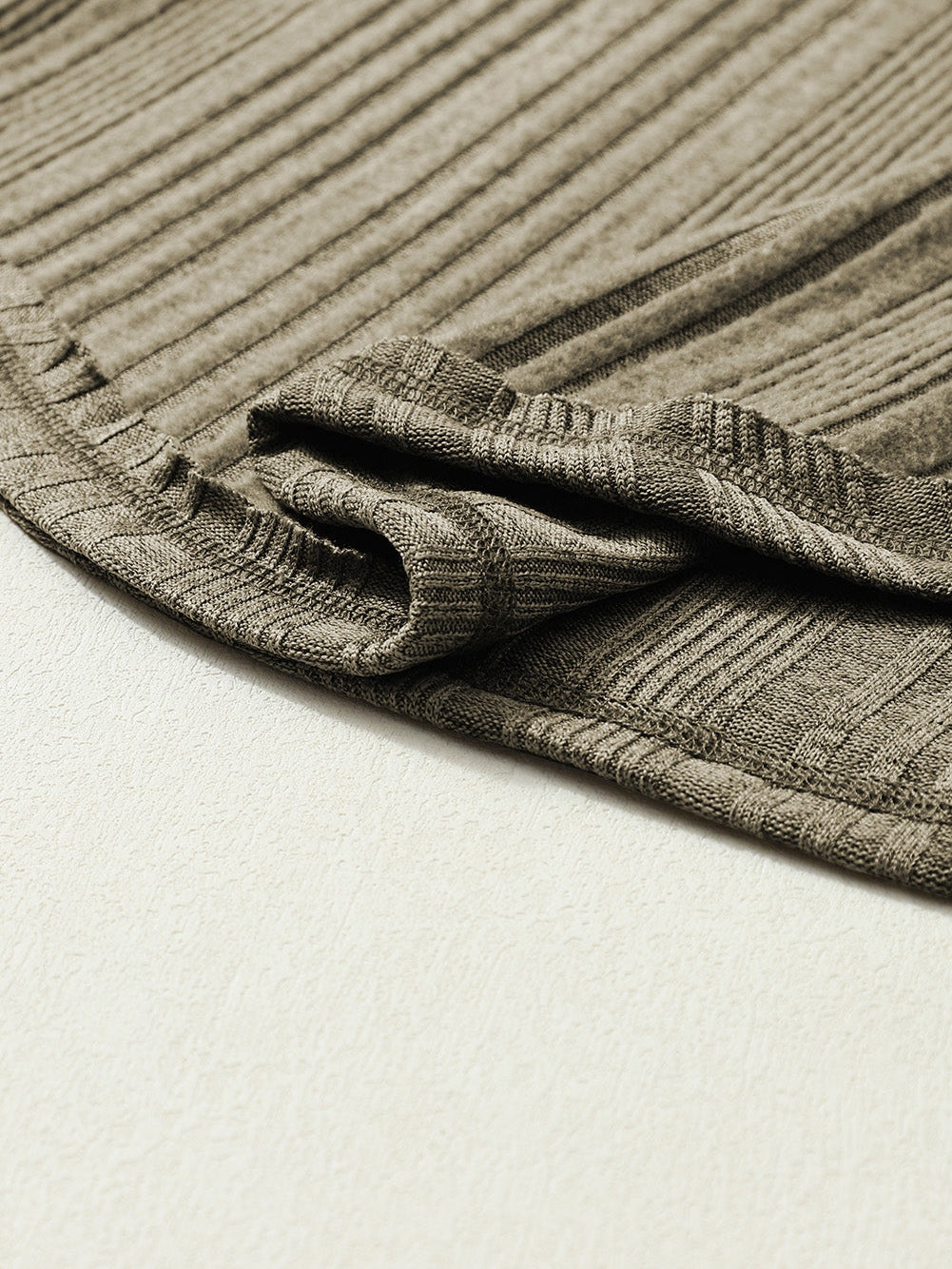 Jungle Green Ribbed Knit V-Neck Button-Up Top