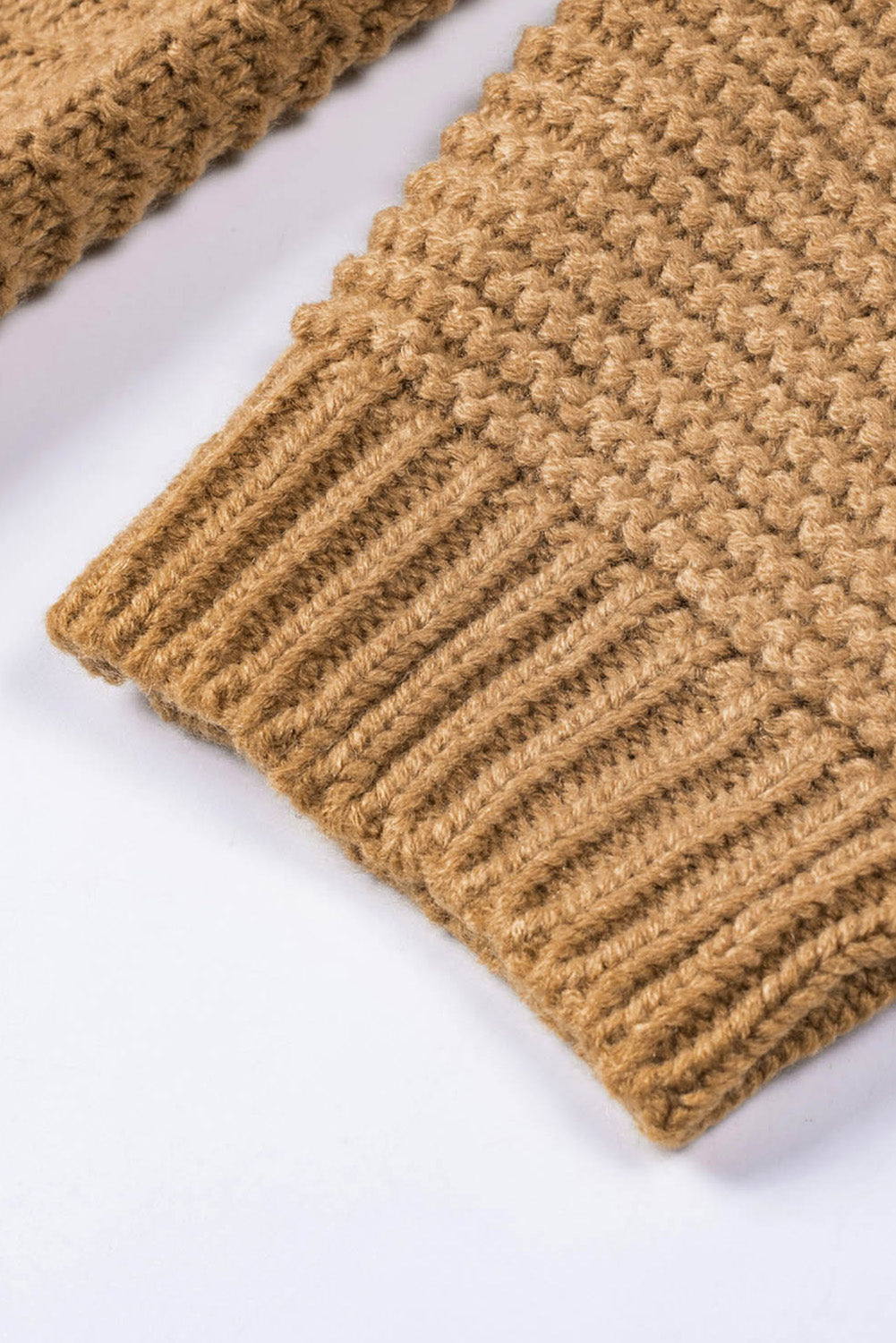 Khaki Warm and Cozy Turtleneck Sweater with Long Sleeves