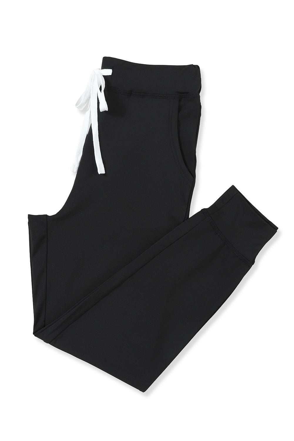 Black Drawstring Elastic Waistband Pocketed Joggers