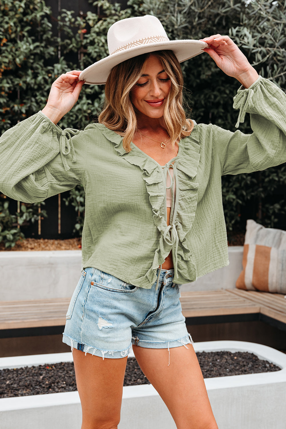 ruffle trim blouse