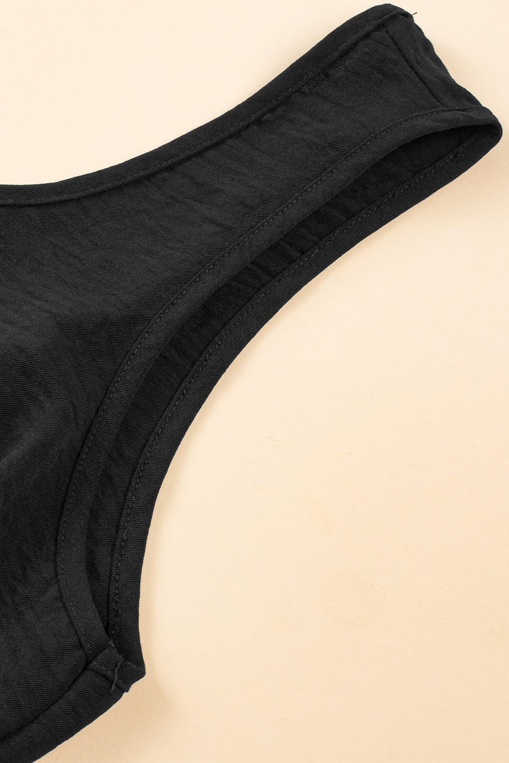 Backless Black Knotted Sleeveless Romper with Elastic Waist