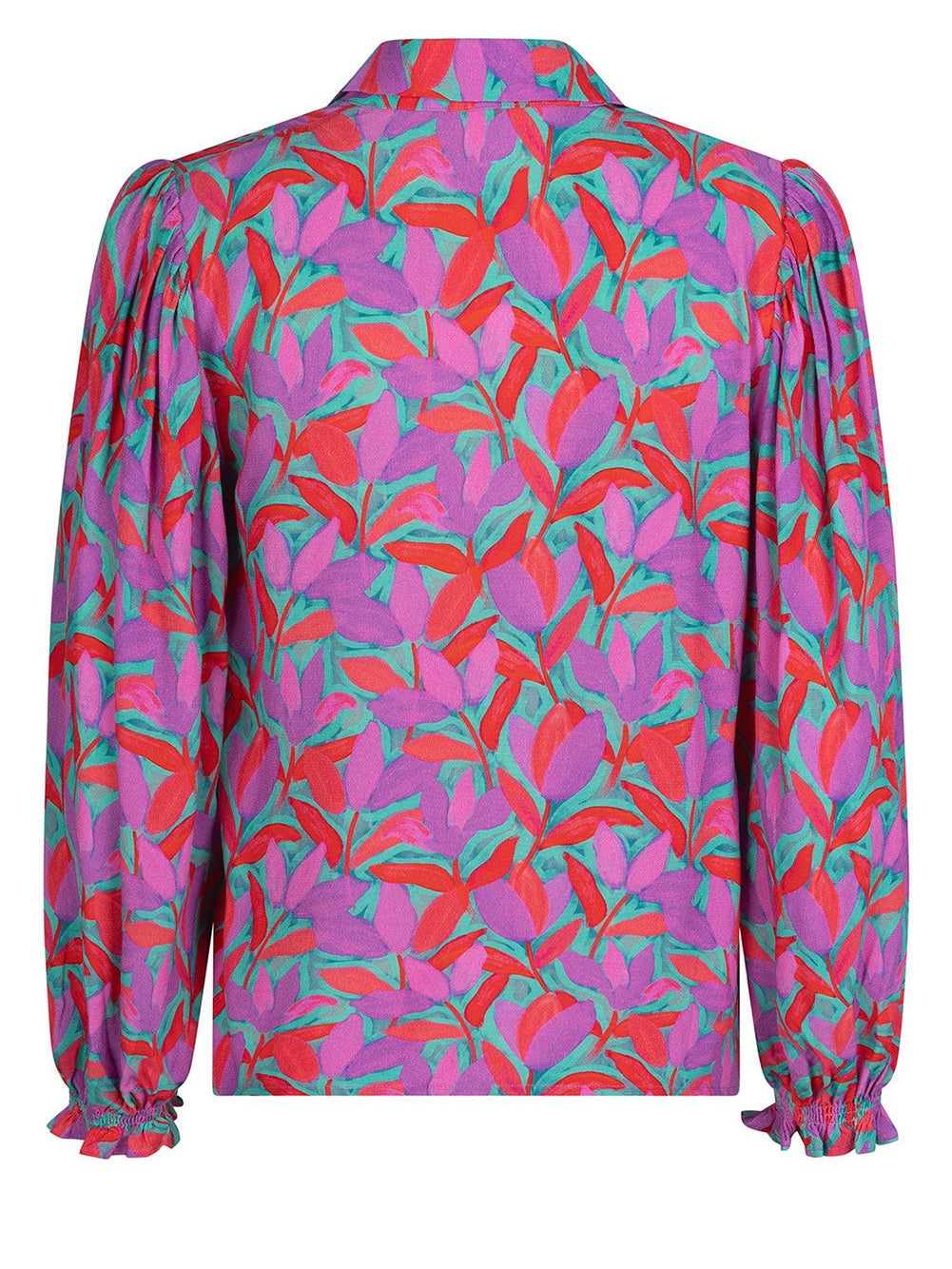 Floral Fantasy Plus Size Ruffled Puff Sleeve Blouse