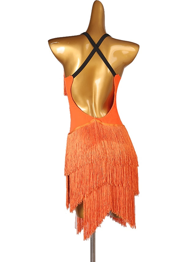 Latin Dance Dress Tassel Split Joint Women's Performance Training Sleeveless Chinlon - LuckyFash™