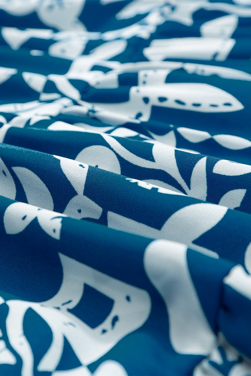 Blue Floral Ricrac Trim V-Neck Shift Dress