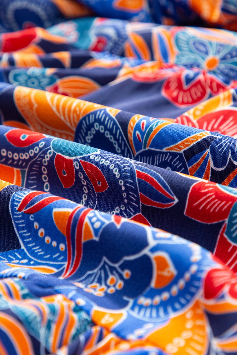 Bohemian Blue Floral V Neck Ruffle Tiered Maxi Dress