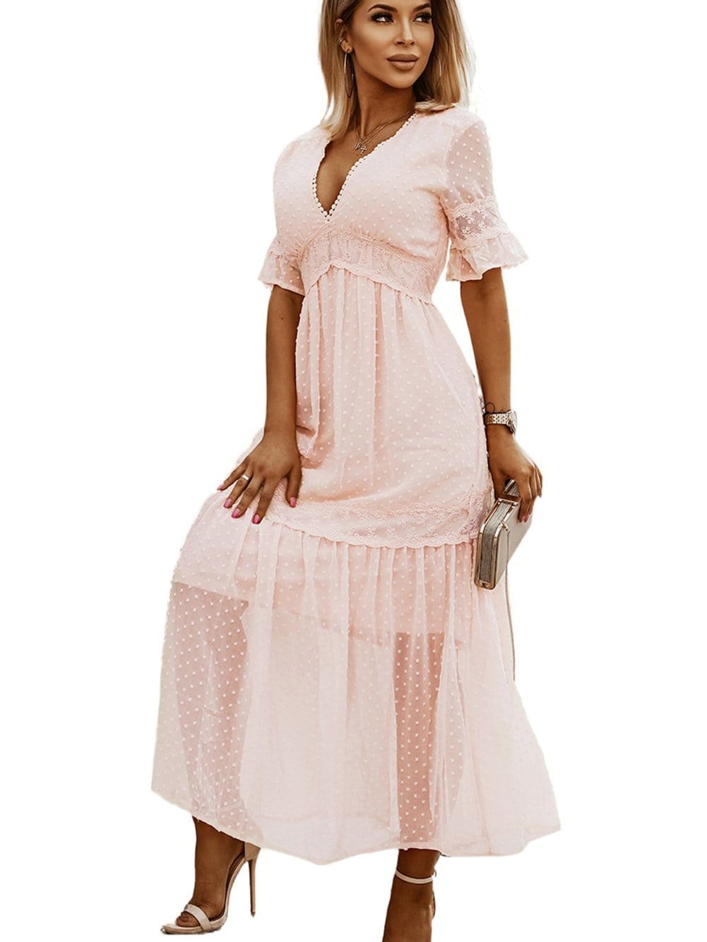 Bohemian Lace Insert Maxi Dress