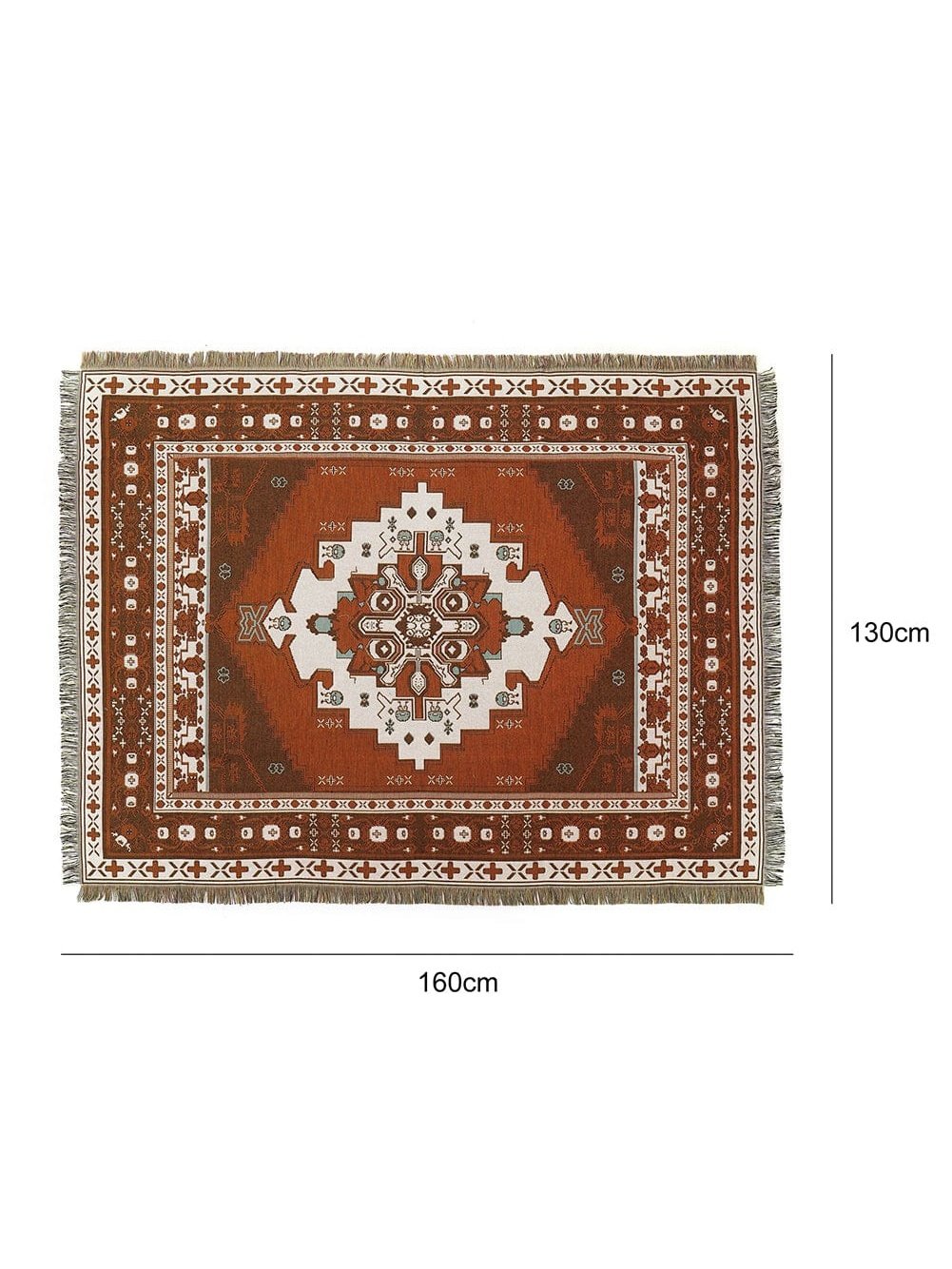 Boho Chic Orange Geometric Patterned Tasseled Throw Blanket