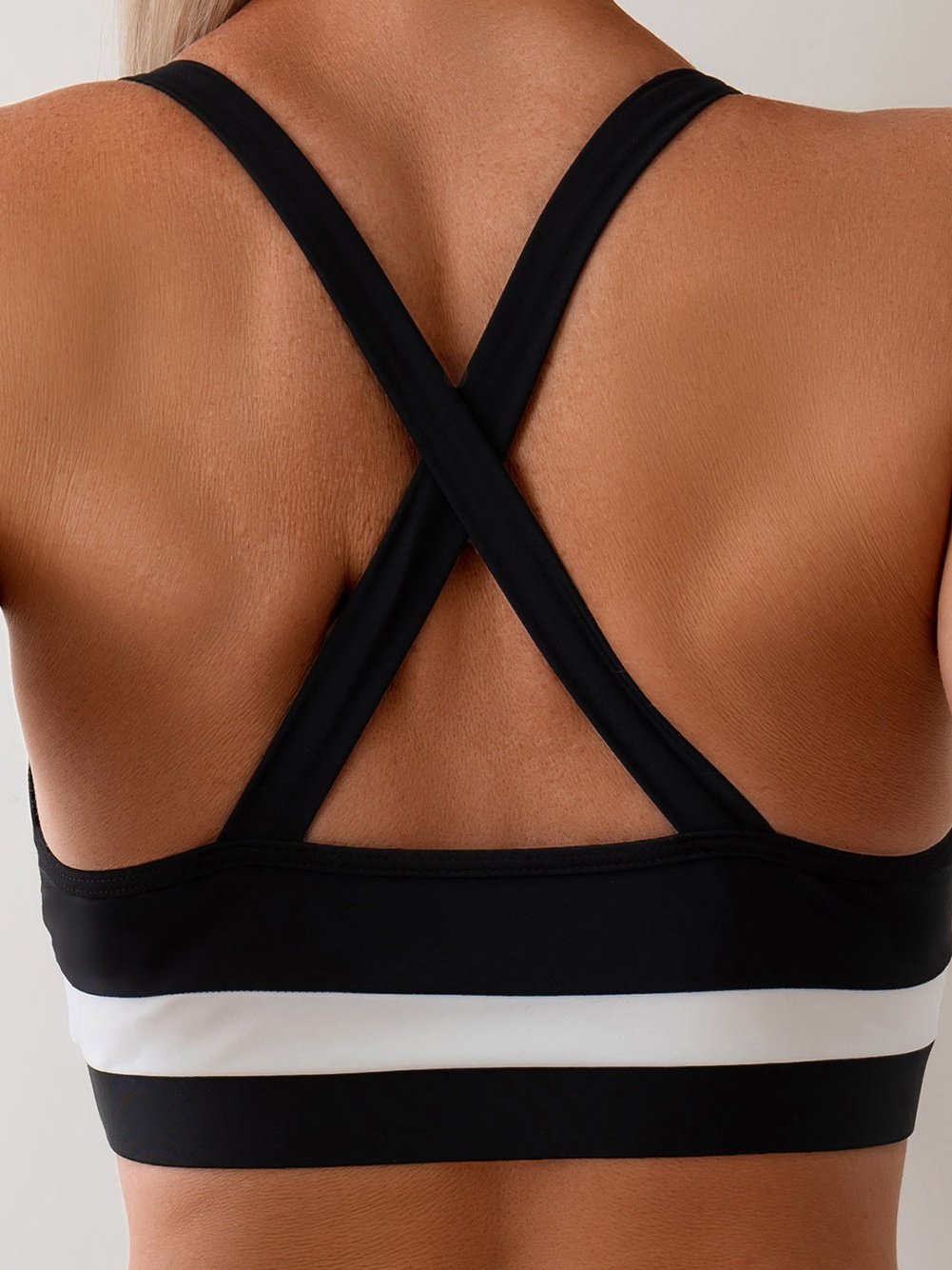Athletic White Colorblock Crisscross Back High-Waisted Bikini