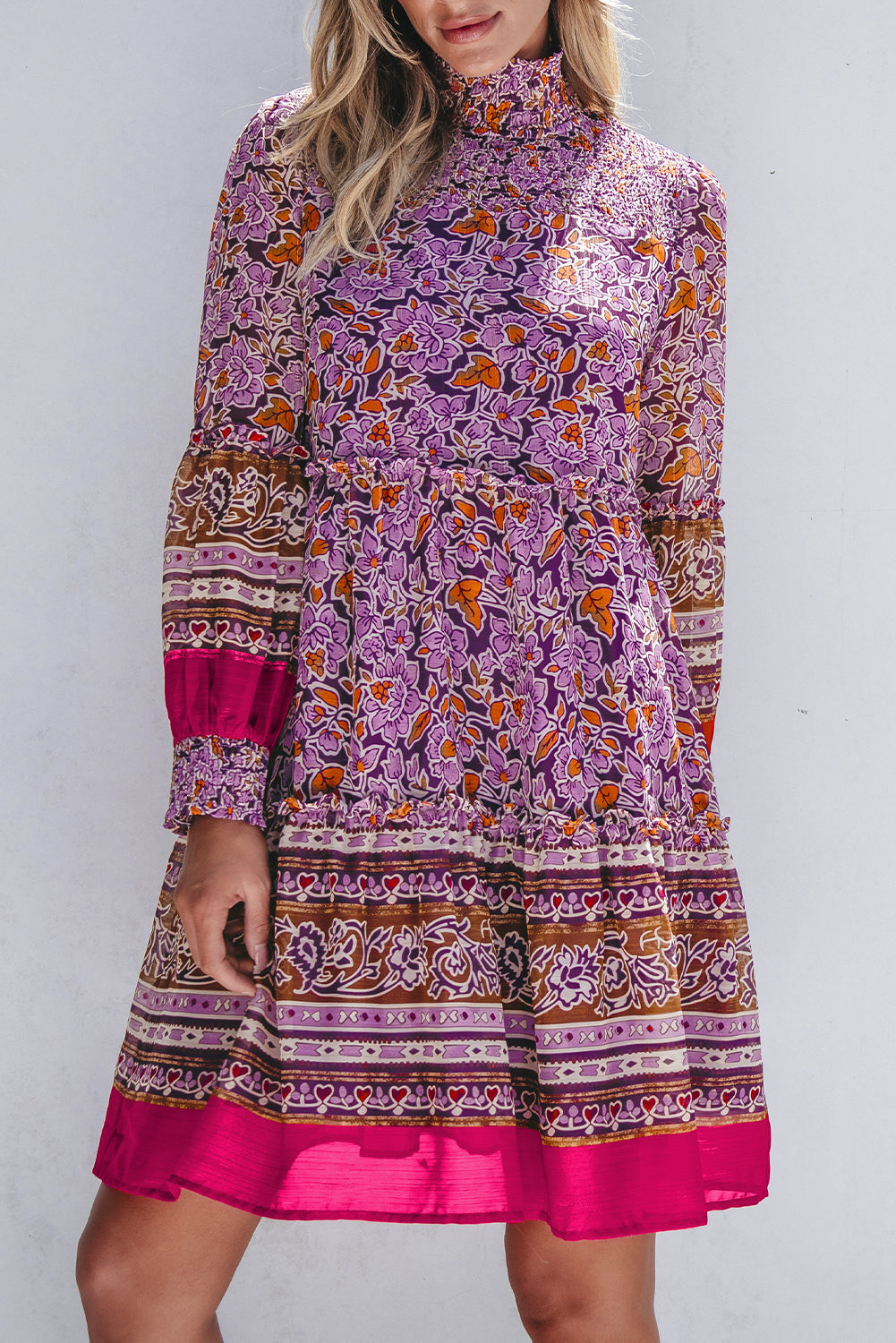 puff sleeve floral dress