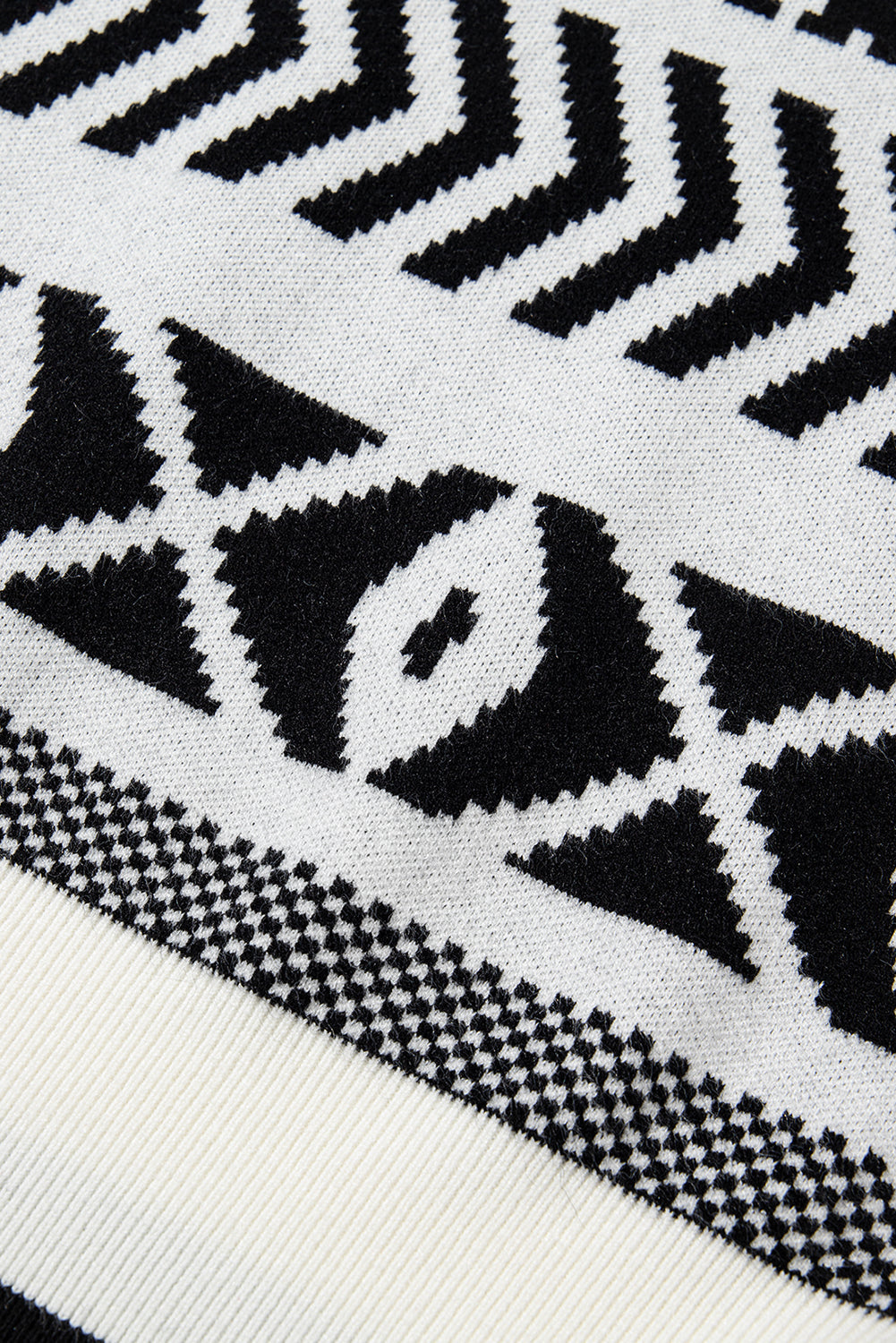Black Abstract Print Pullover Sweater