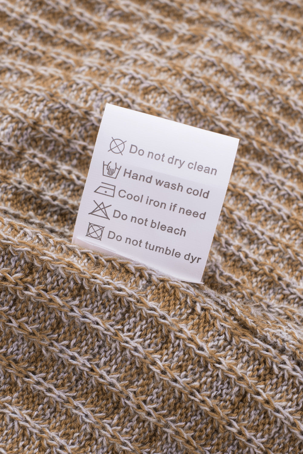 Khaki Reversible Wrap V Neck Waffle Knit Sweater