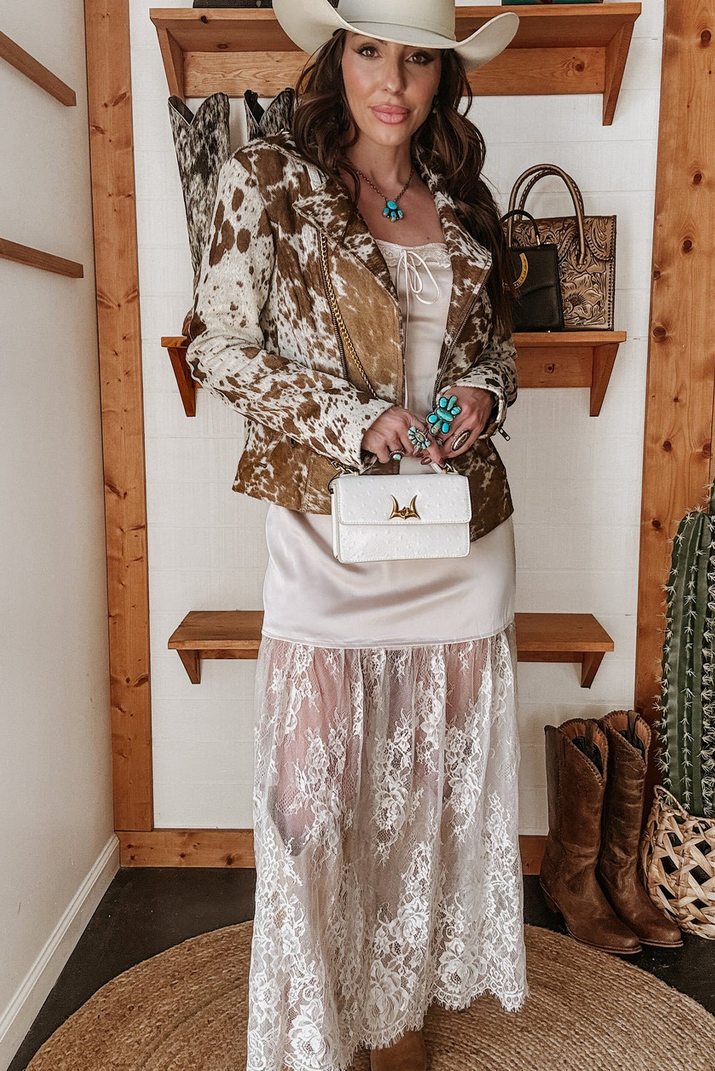 White Satin Lace Patchwork Spaghetti Straps Maxi Dress