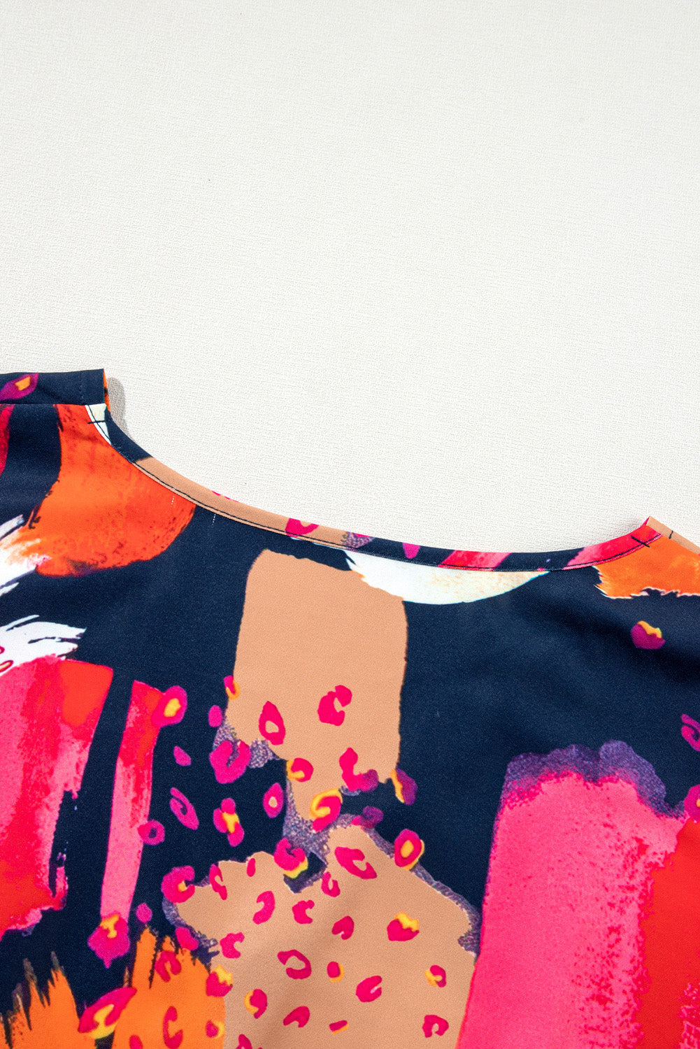 Multicolour Abstract Print V Neck Shift Plus Size Blouse