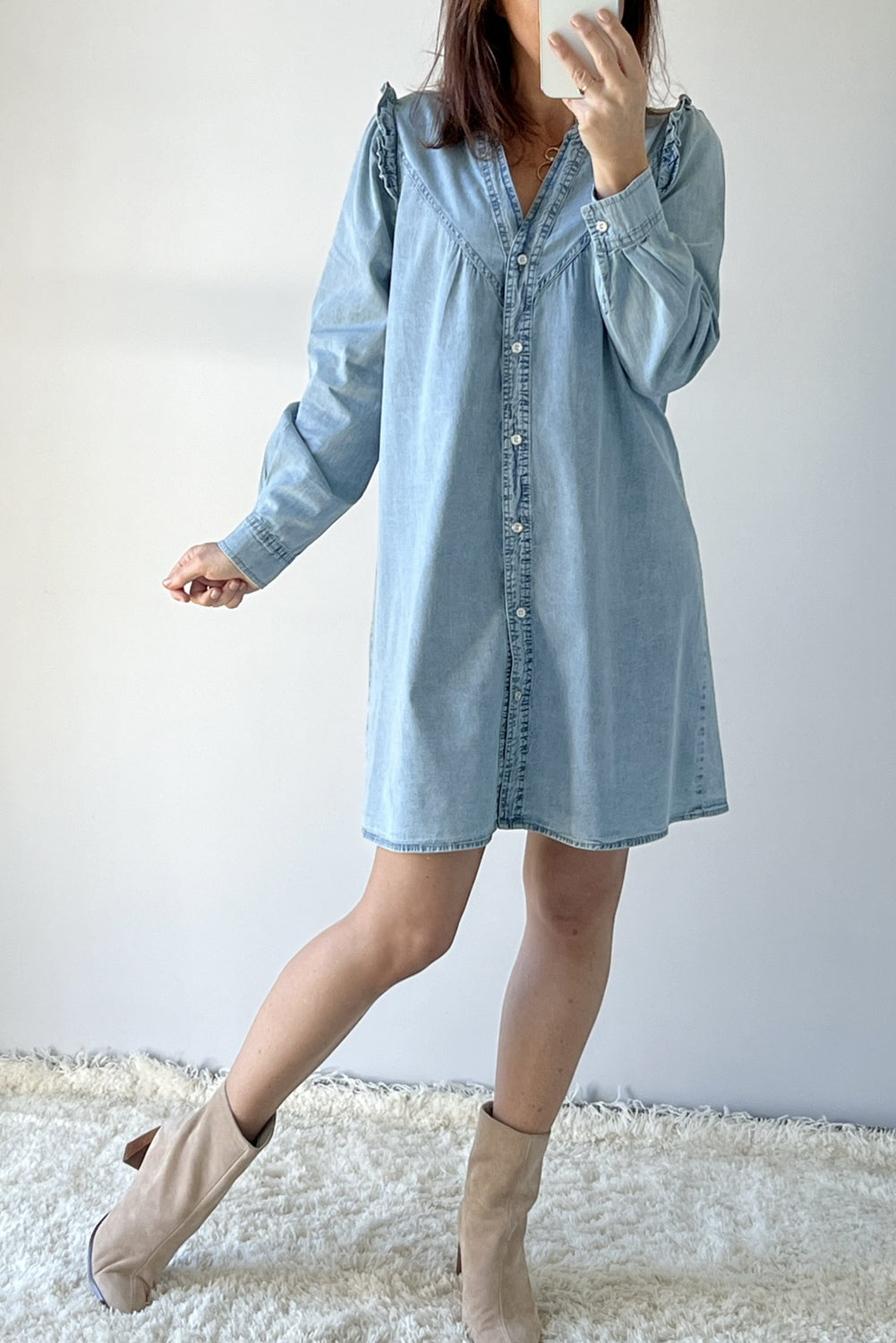 denim button up dress