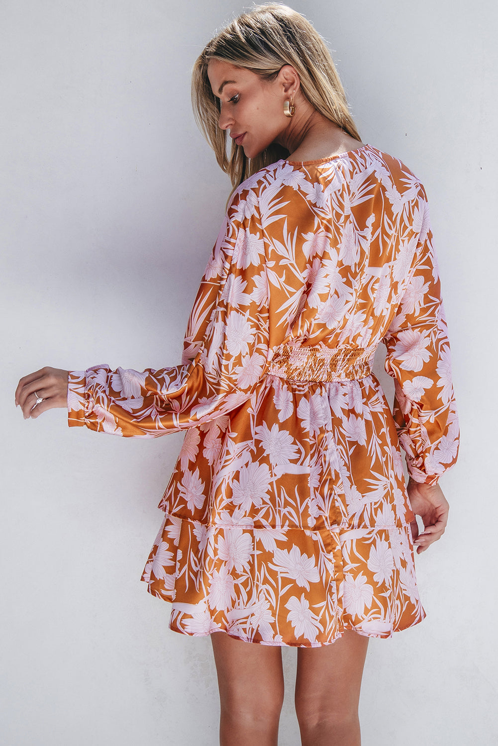 puff sleeve floral dress