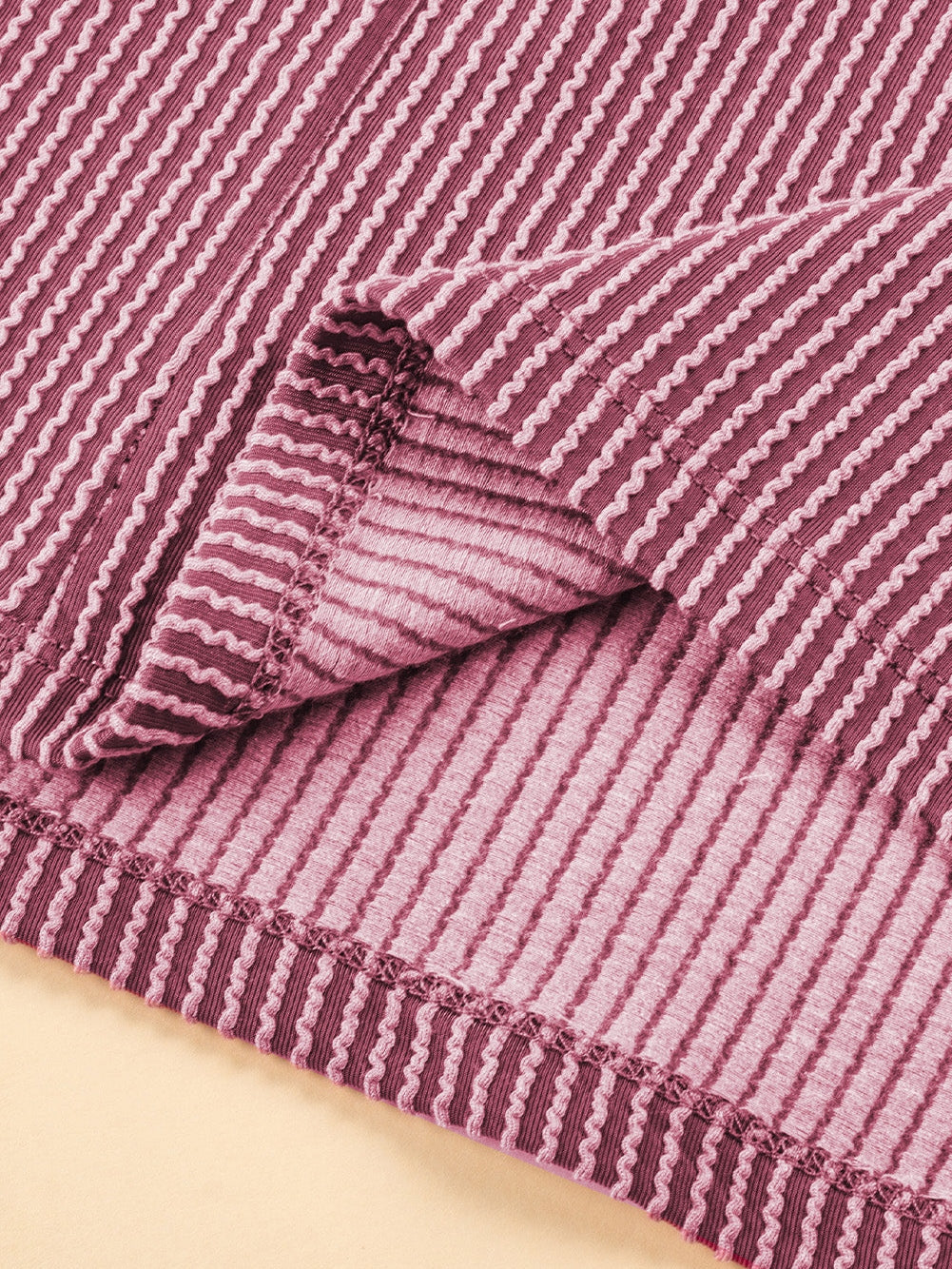 Rose Pink Textured V-Neck Dropped Shoulder Plus T-Shirt