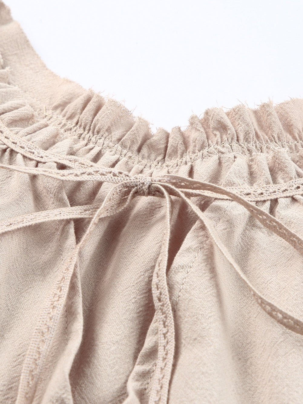 Khaki V-Neck Ruffle Tier Tank Top