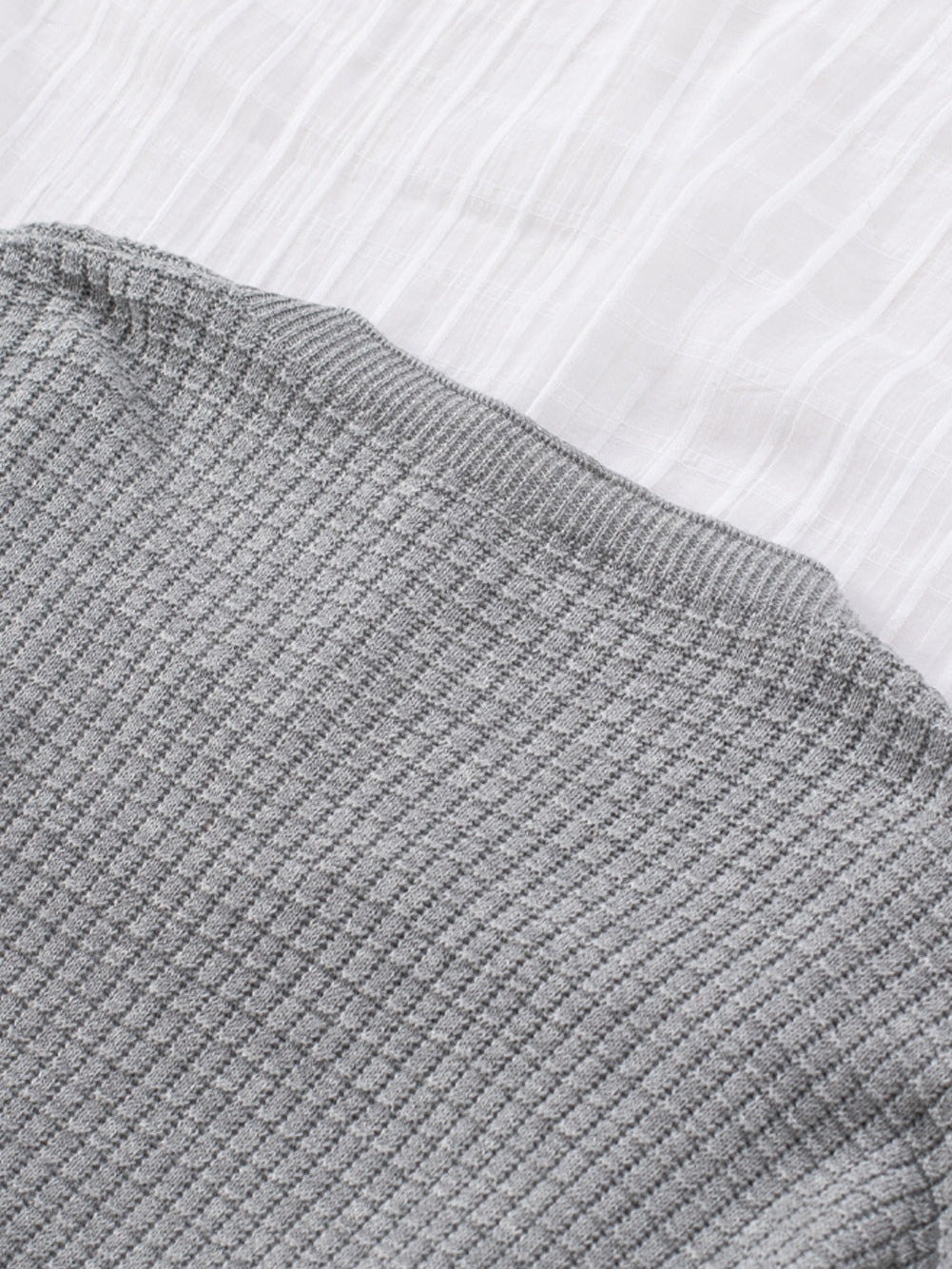 Khaki Reversible V-Neck Waffle Knit Sweater