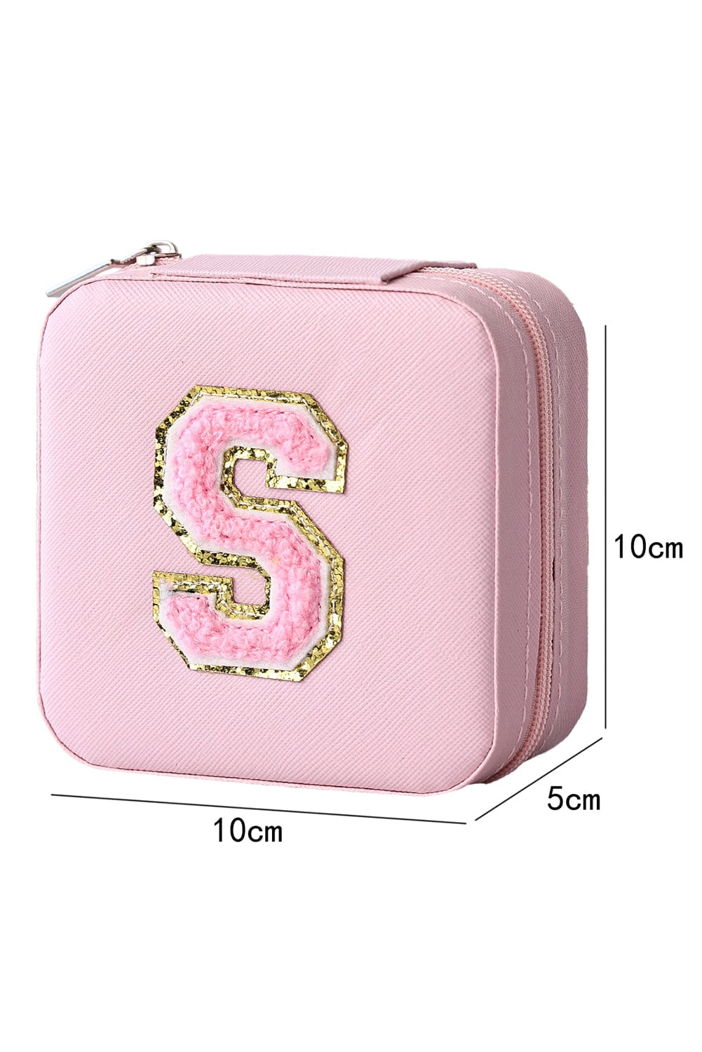 Chenille Pink Letter Jewelry Organizer with Mirror